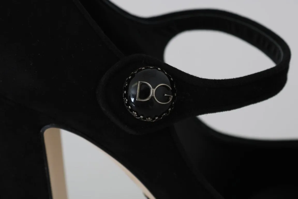 Black Suede DG Logo Heels Mary Jane Shoes