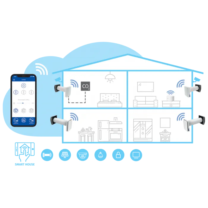 Blauberg VENTO-MAXI-AIR-BLK Vento Maxi-Air Decentralised Single Room Heat Recovery Unit - WiFi - Black Cowl