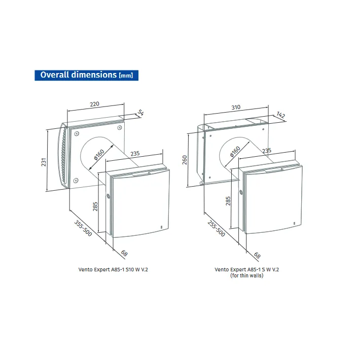 Blauberg VENTO-MAXI-AIR-BLK Vento Maxi-Air Decentralised Single Room Heat Recovery Unit - WiFi - Black Cowl