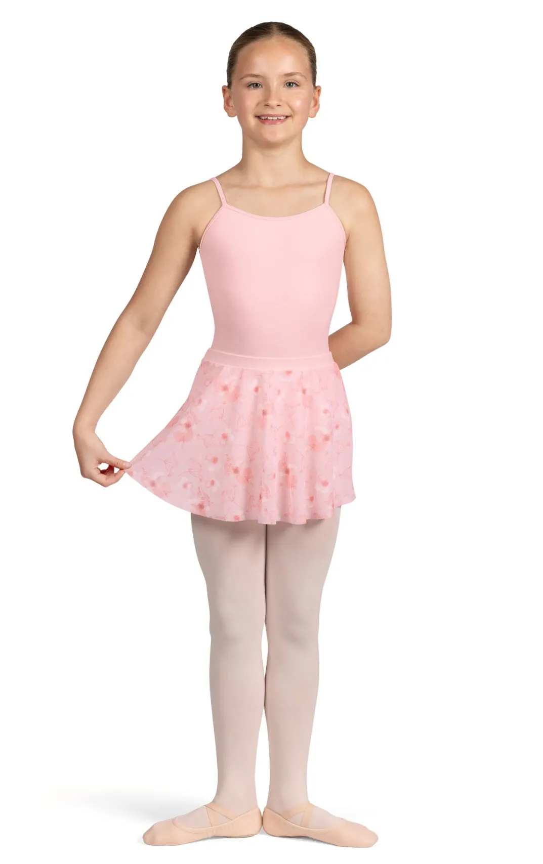 Bloch Girl’s Pink Floral Mesh Pull On Skirt