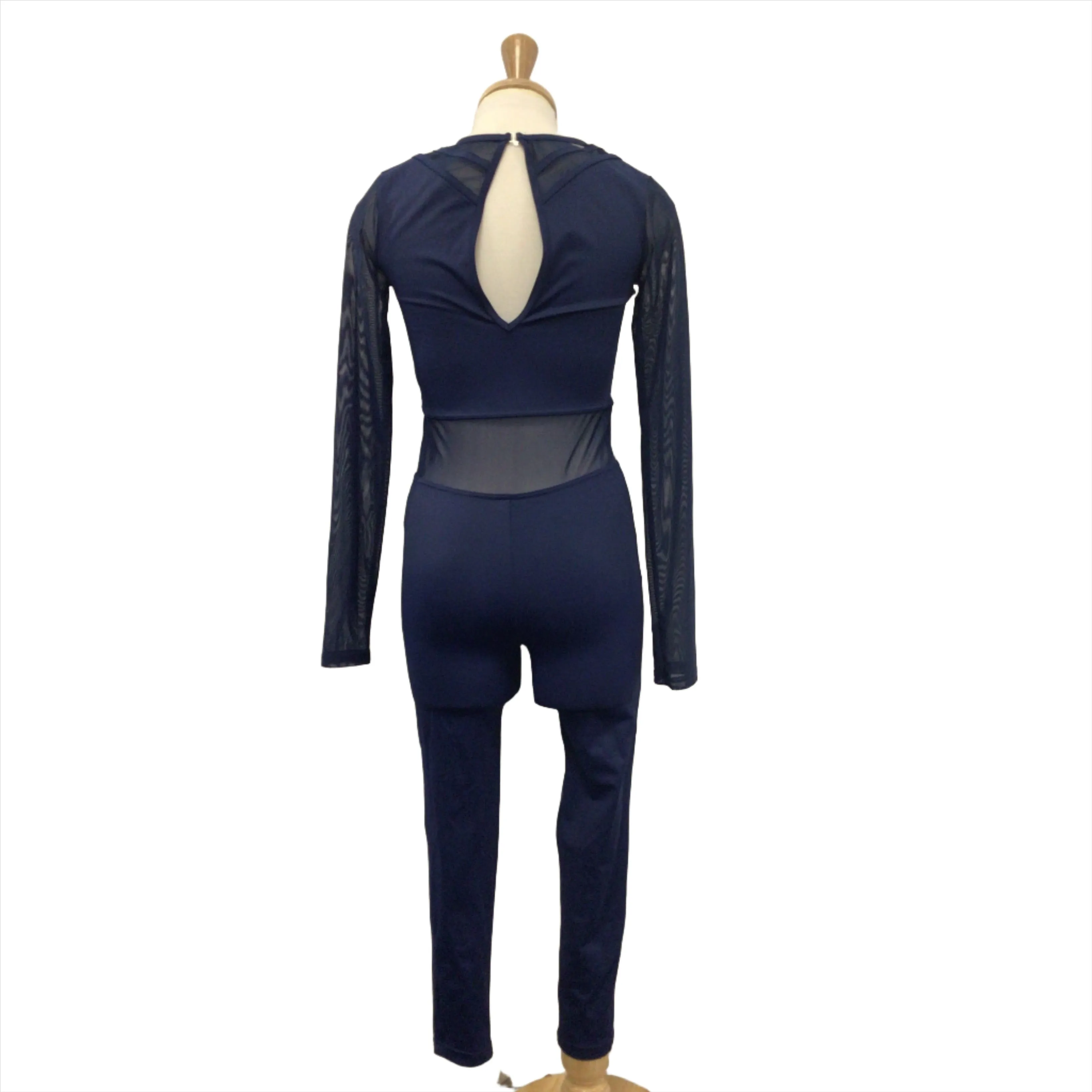 Blue Geometric Mesh Unitard