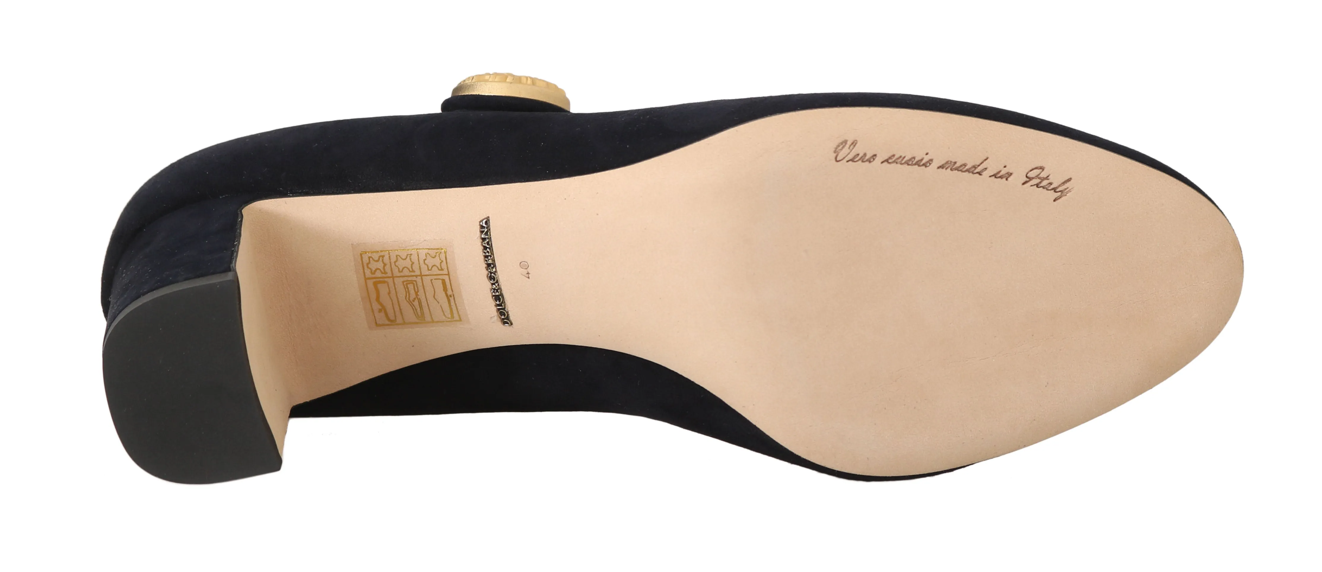 Blue Suede Gold DG Logo Mary Jane