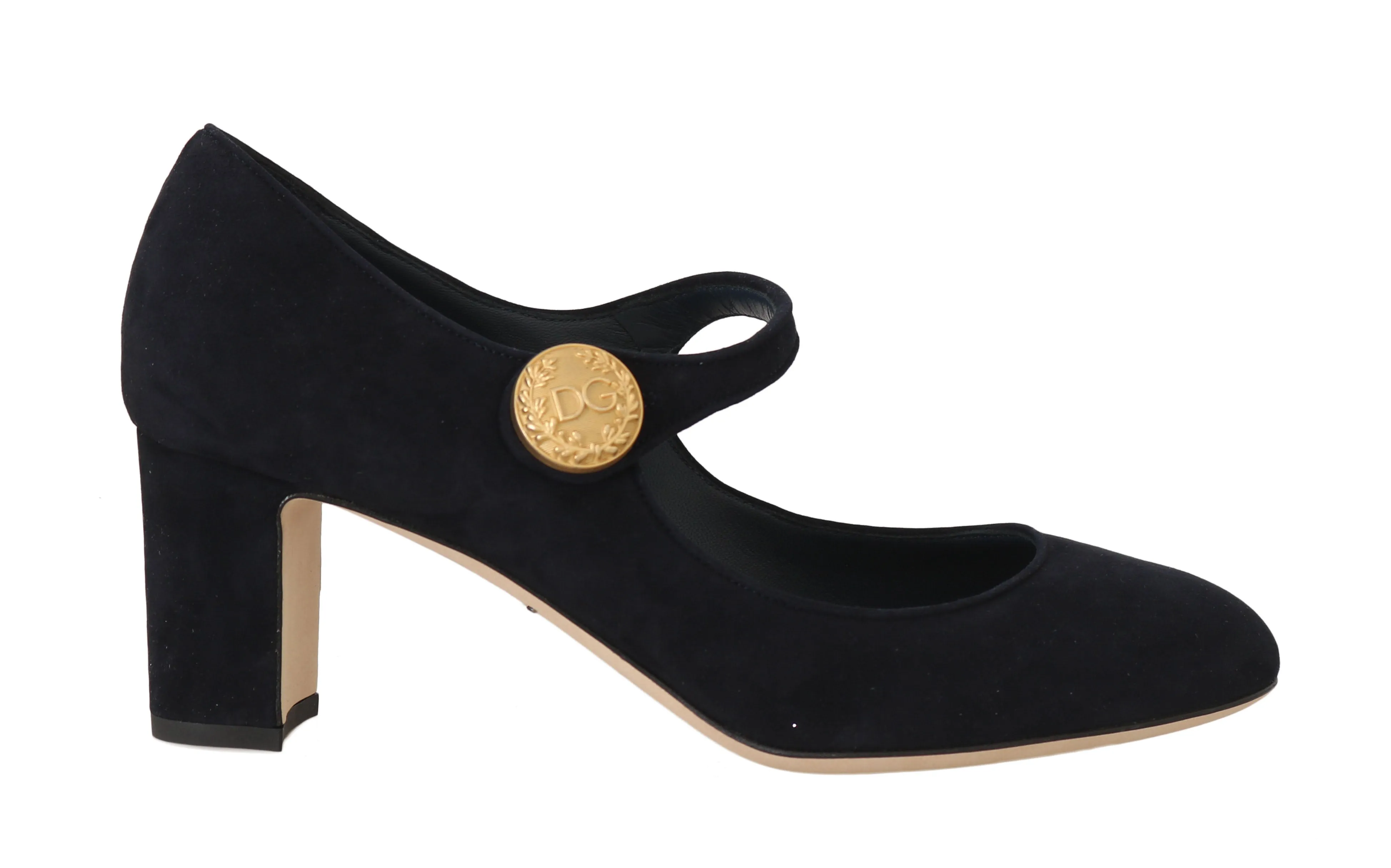 Blue Suede Gold DG Logo Mary Jane