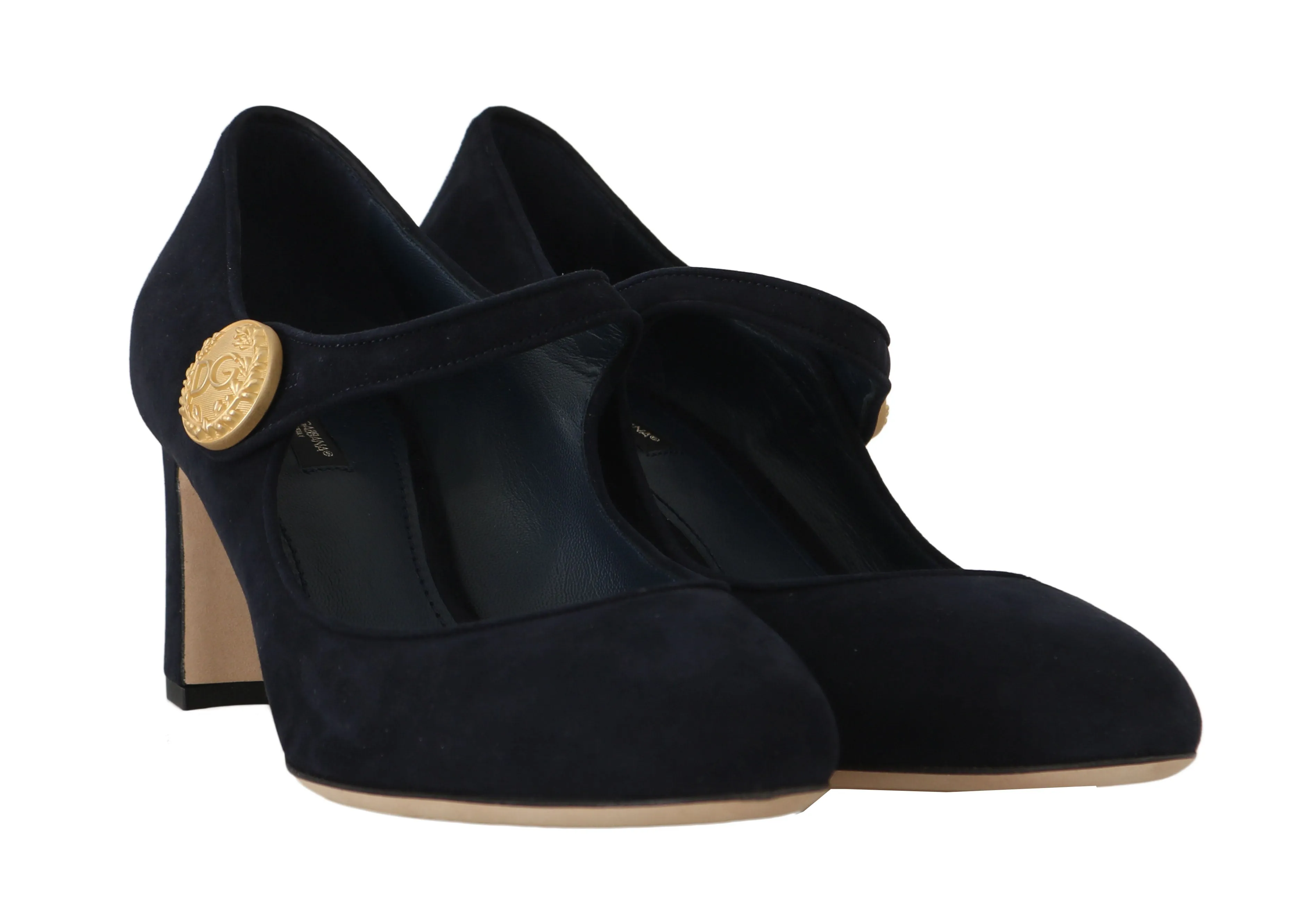 Blue Suede Gold DG Logo Mary Jane