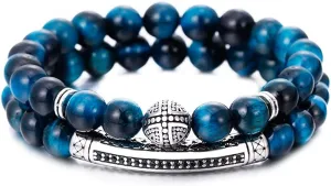 BOMAIL Men Women 8mm Tiger Eye Stone Beads Bracelet Elastic Natural Stone Yoga Bracelet Bangle Fashion Jewelry Gifts