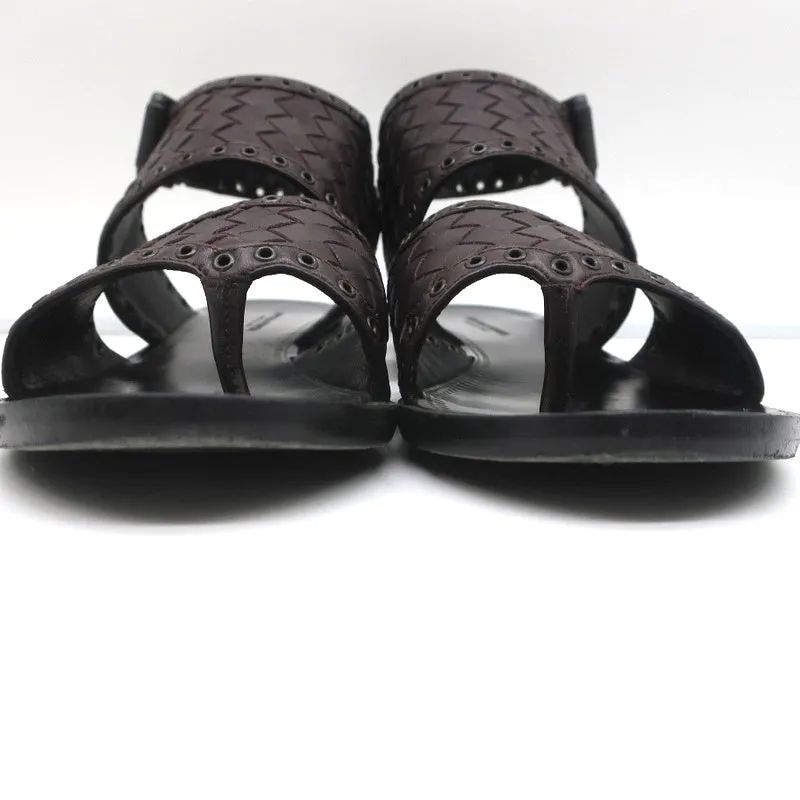 Bottega Veneta Intrecciato Leather Thong Sandals Gladiol Size 39 Slingback Flats