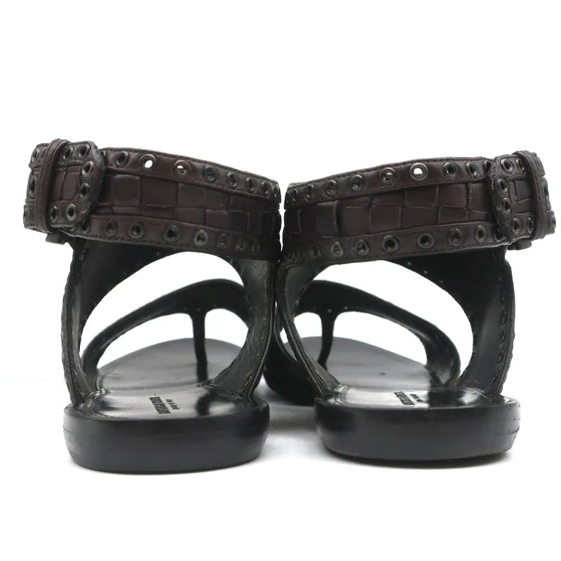 Bottega Veneta Intrecciato Leather Thong Sandals Gladiol Size 39 Slingback Flats