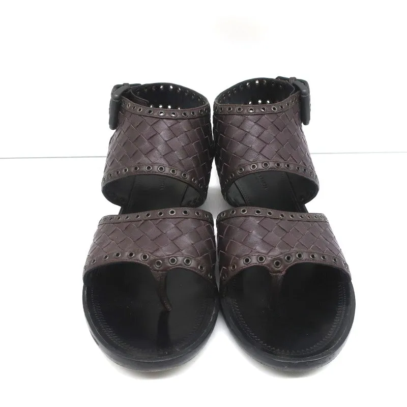 Bottega Veneta Intrecciato Leather Thong Sandals Gladiol Size 39 Slingback Flats
