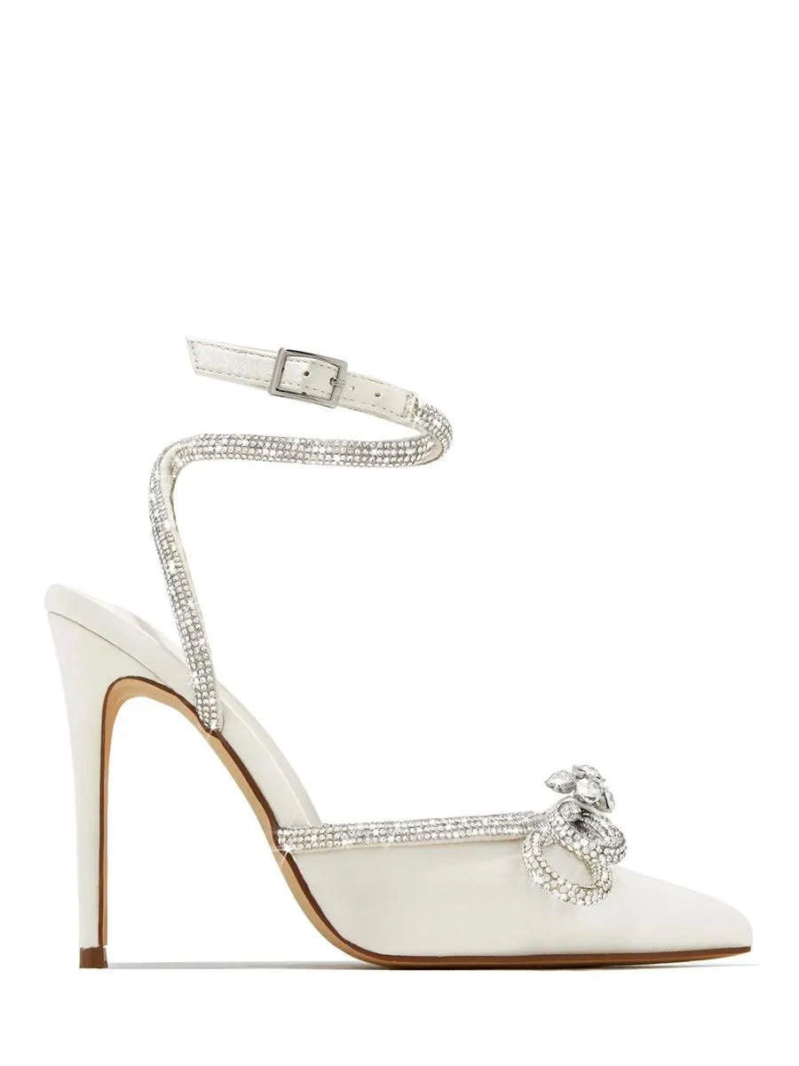 Bowknot Rhinestone Thin Pointed Heels MHE1117