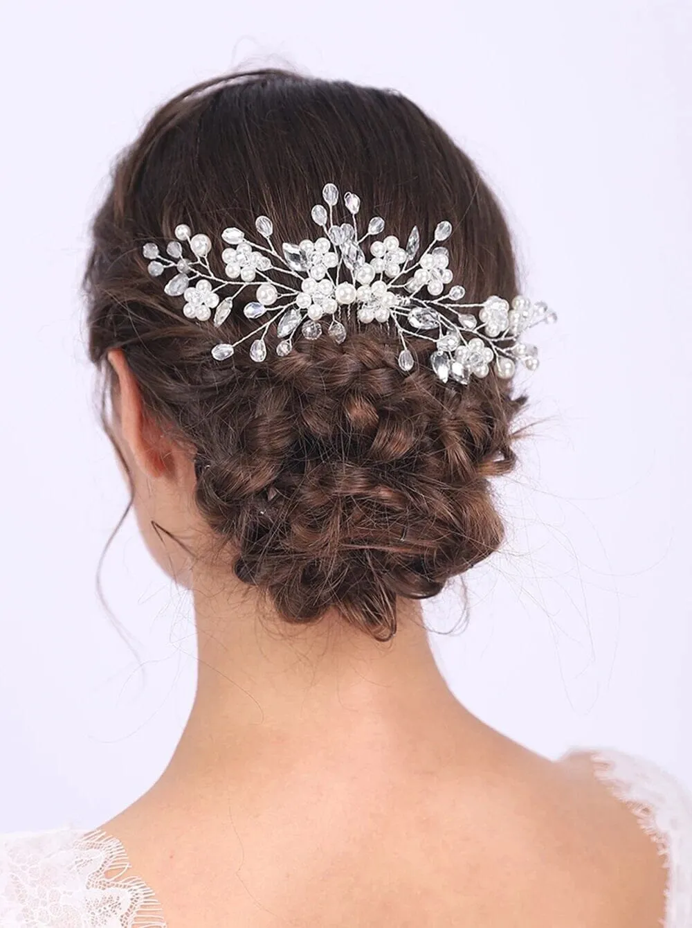 Bridal Delicate White Pearl Hair Comb, Rhinestone Crystals Wedding Hairpiece, Bridesmaid Pearl Hair Accessory