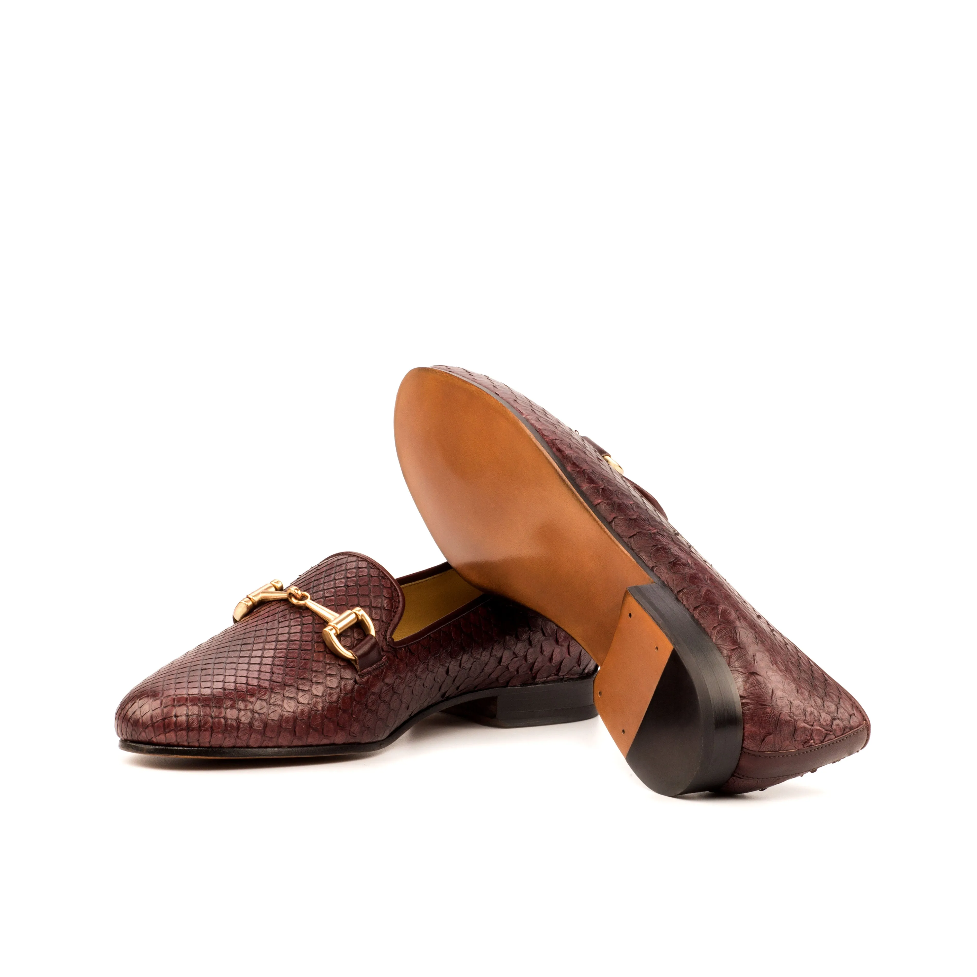 Burgundy Exotic Snake Skin Loafers