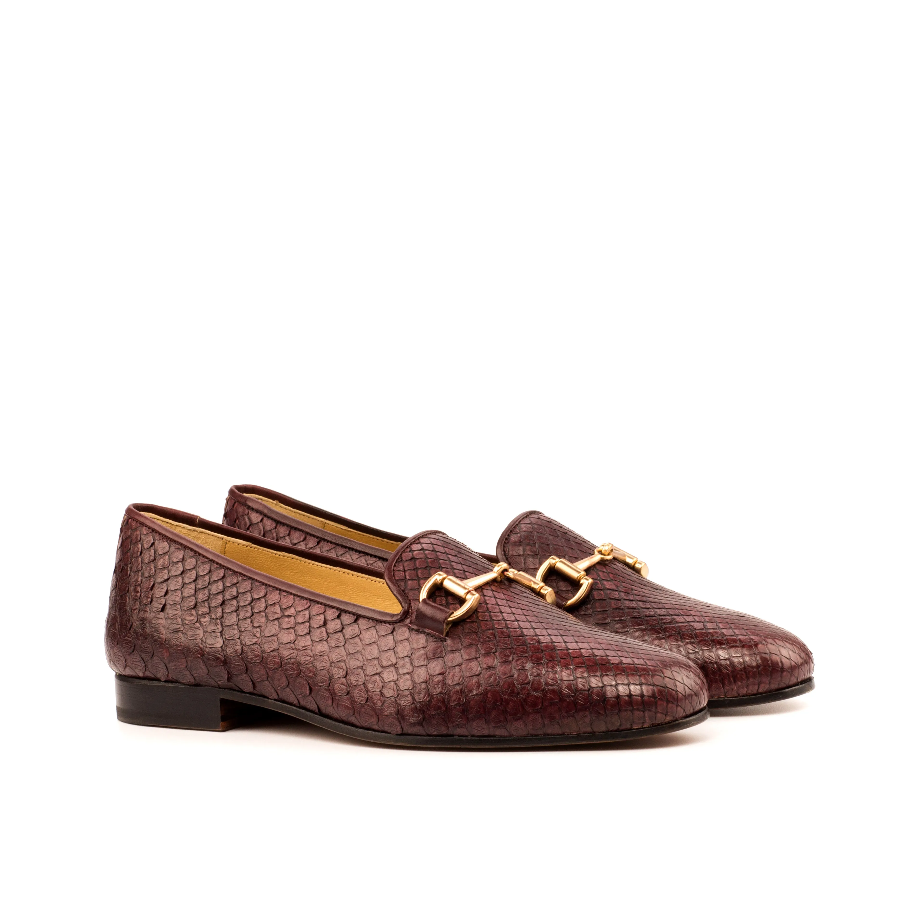 Burgundy Exotic Snake Skin Loafers