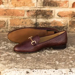 Burgundy Exotic Snake Skin Loafers