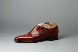 Burgundy Leather Midara Slip On Elasticated Loafers With Brogue - Formal Shoes
