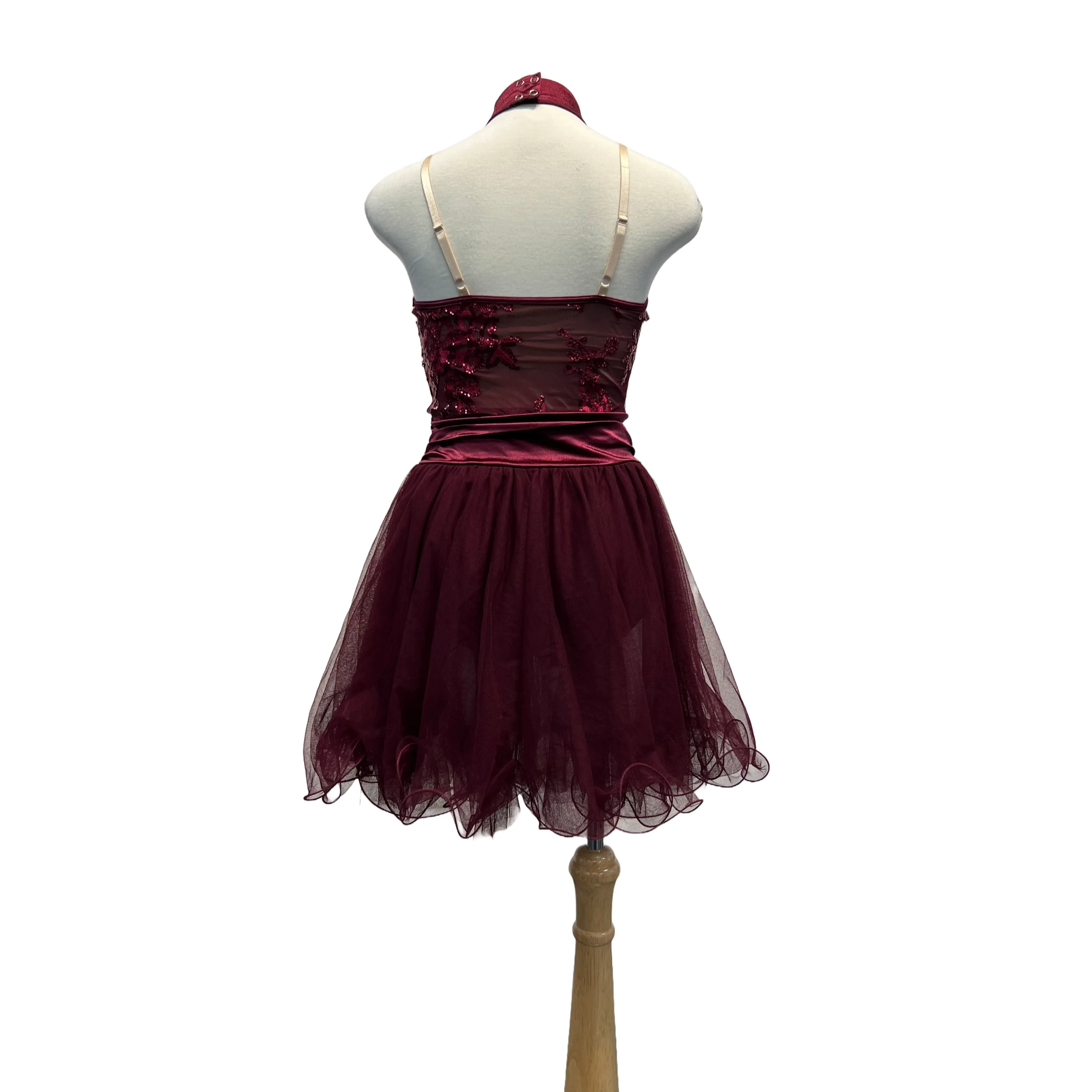 Burgundy Sequin Tulle Dress