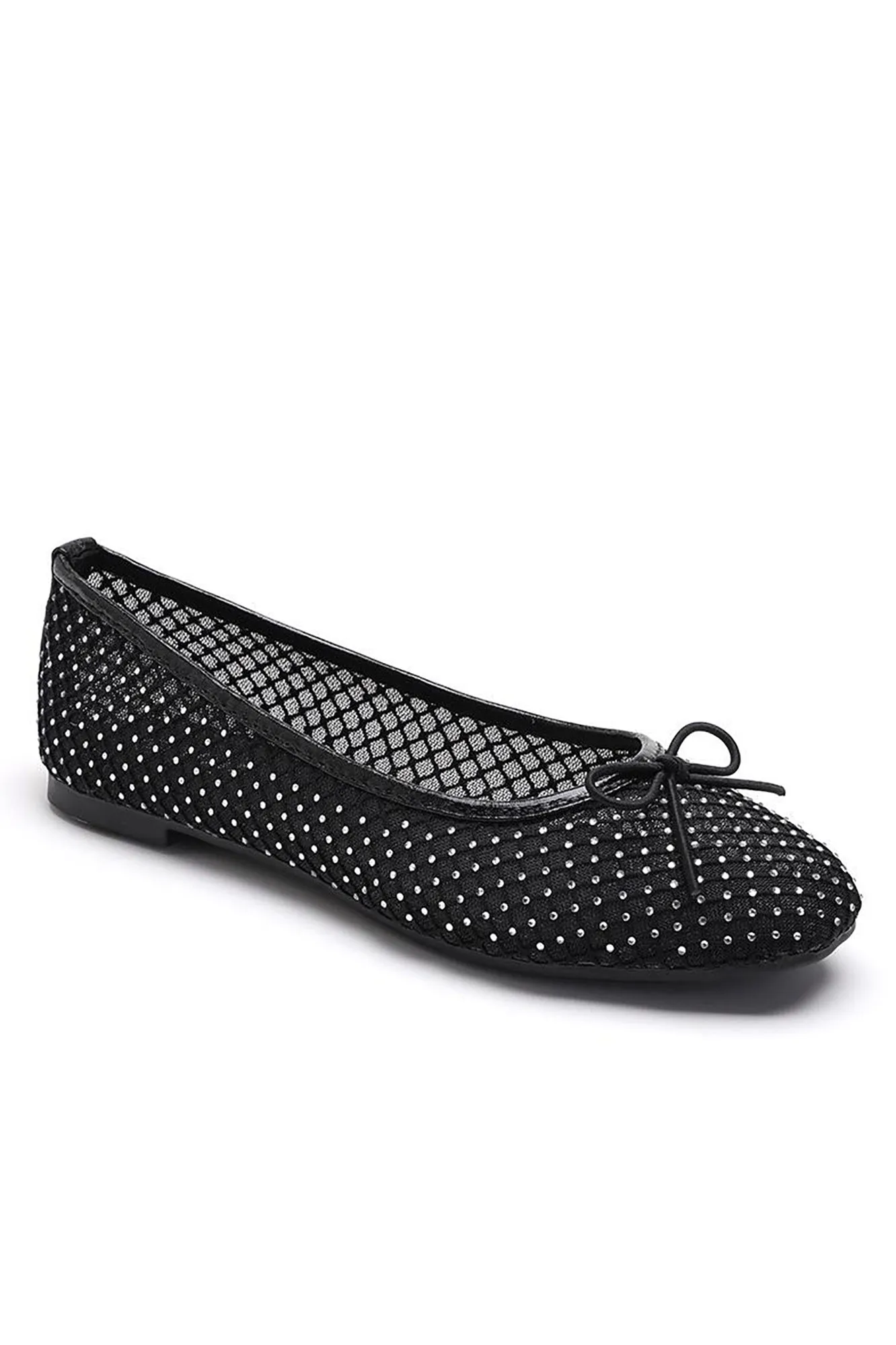 Carrie Black Mesh Diamante Ballet Pumps