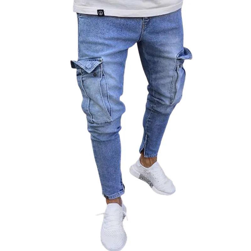 Casual Newest Men's Ripped Jeans Mid Waisted Jeans Pencil Pants