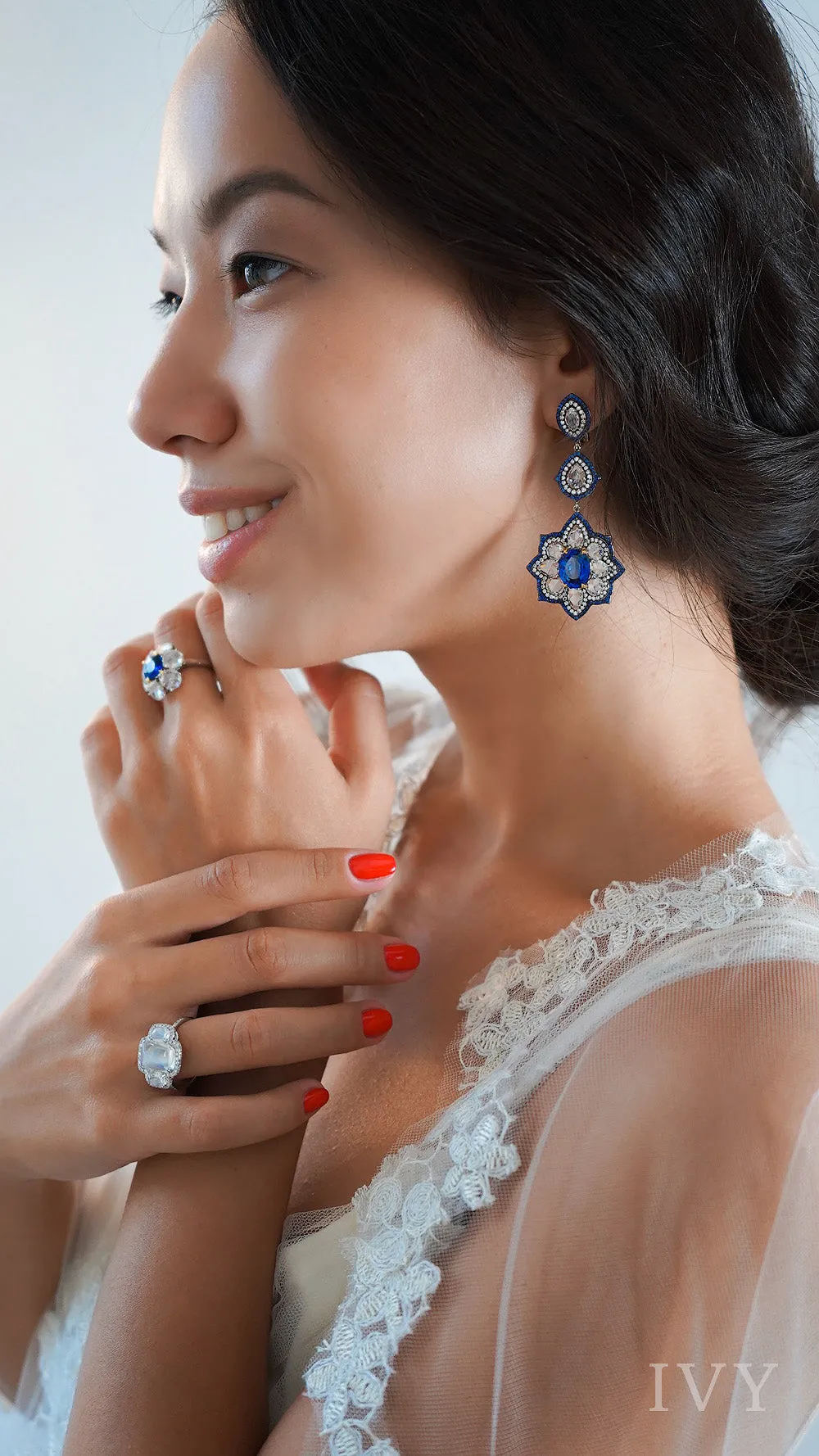 Ceylon Blue Sapphire and Diamond Earrings