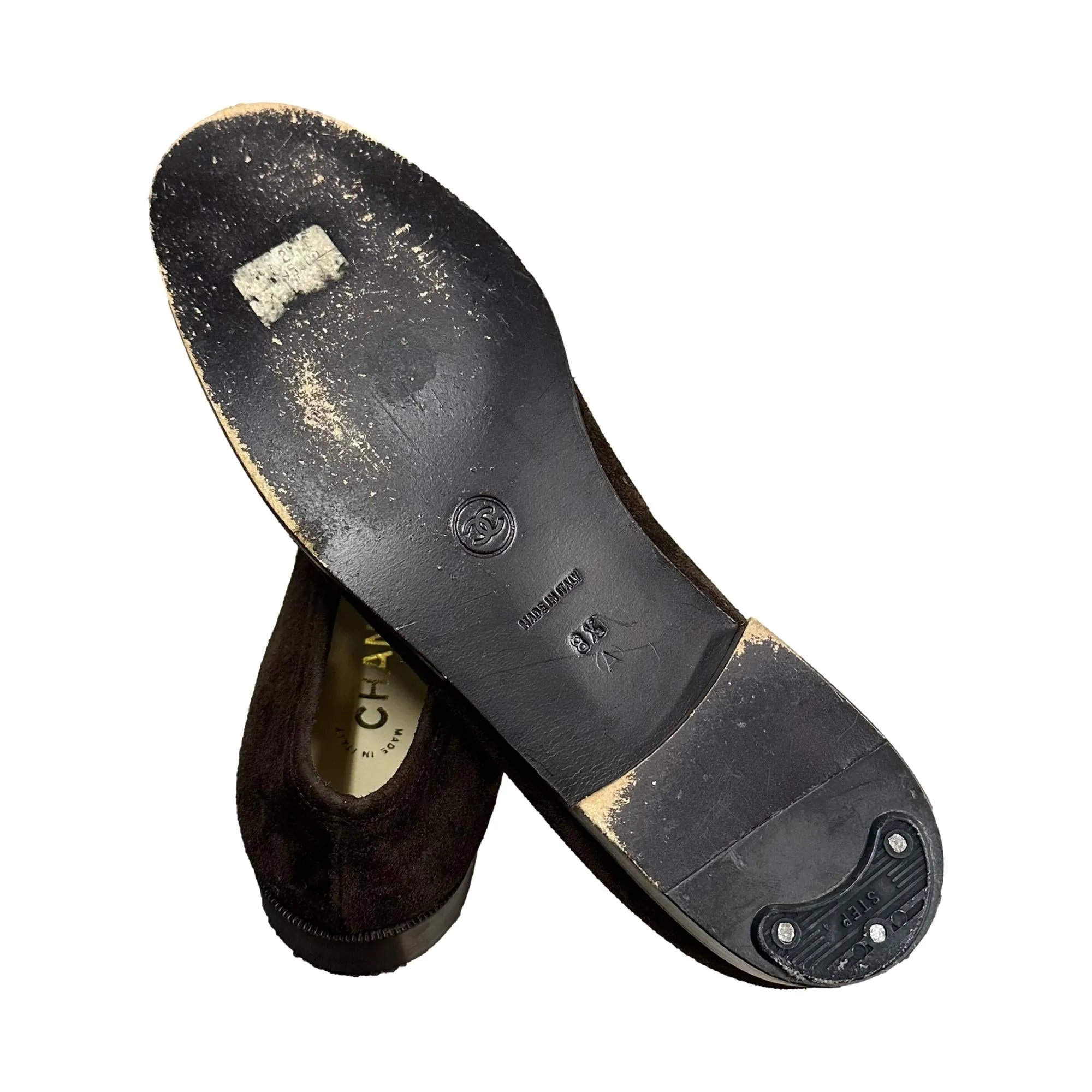 Chanel Brown Suede Turnlock Loafers