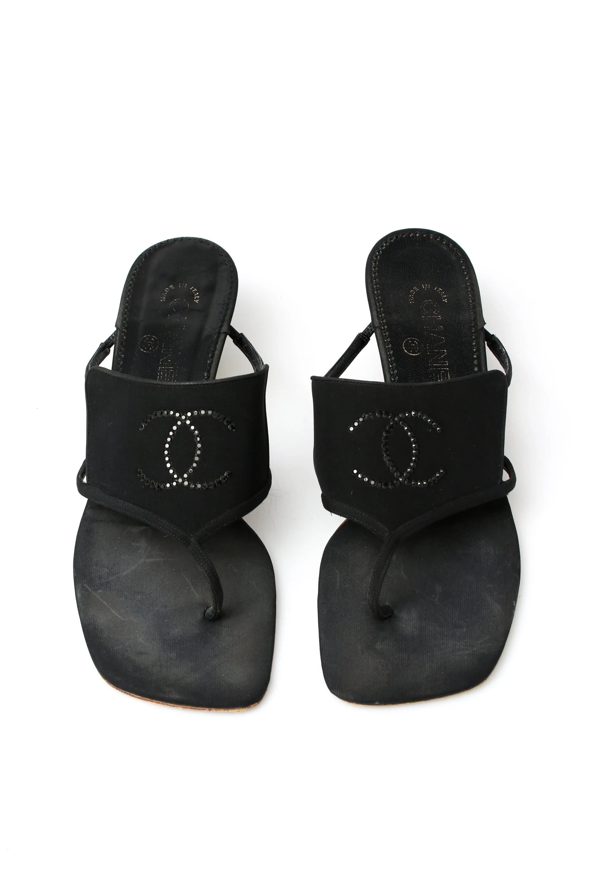 Chanel CC Rhinestone Thong Heels