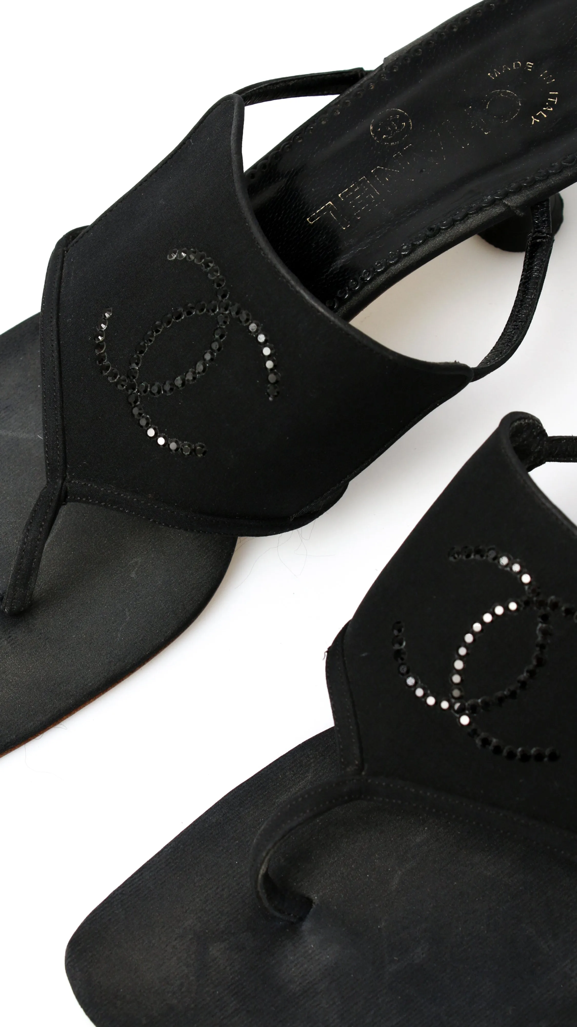 Chanel CC Rhinestone Thong Heels
