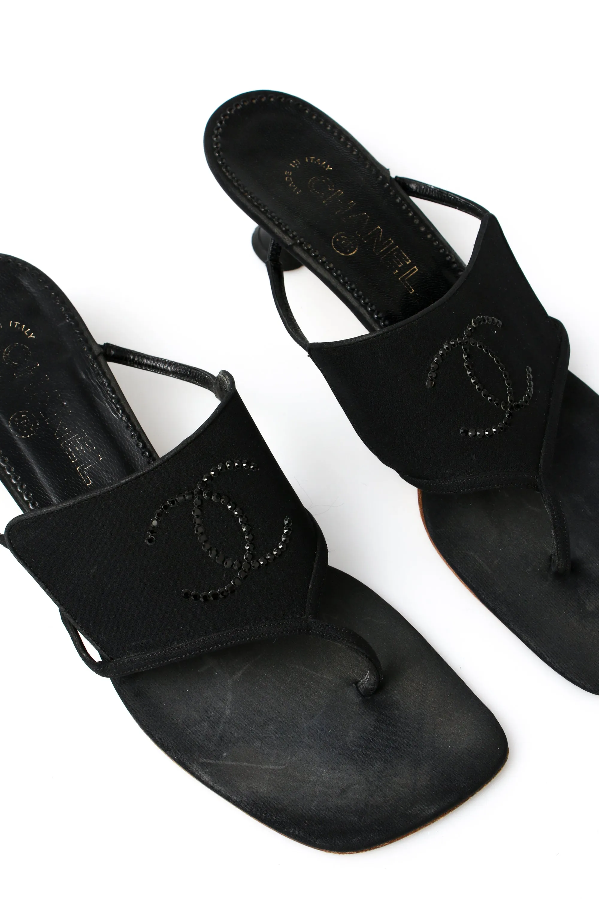 Chanel CC Rhinestone Thong Heels
