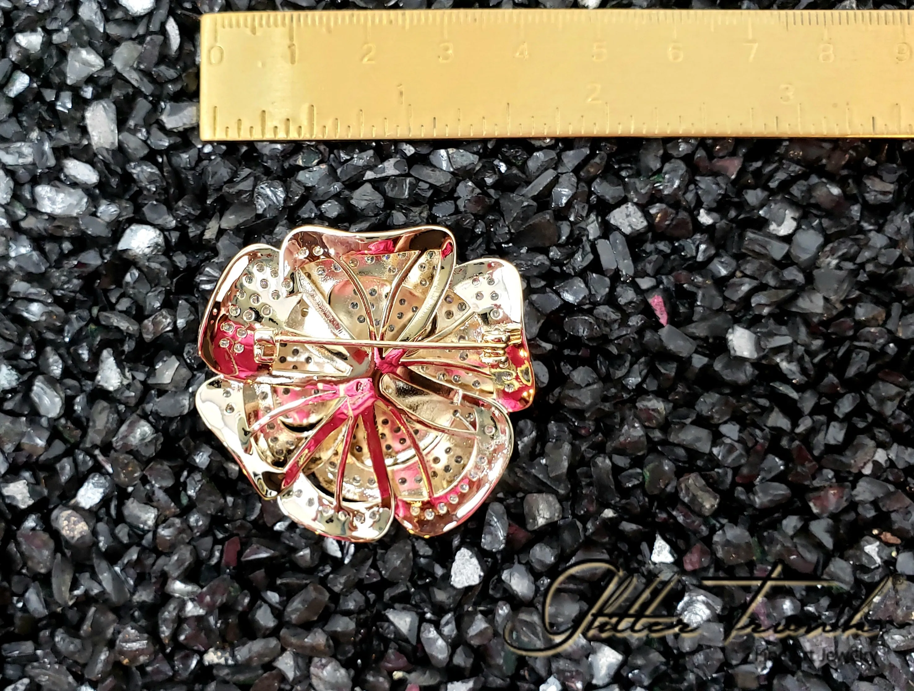 Charlene Rhinestone Pearl Rose Brooch
