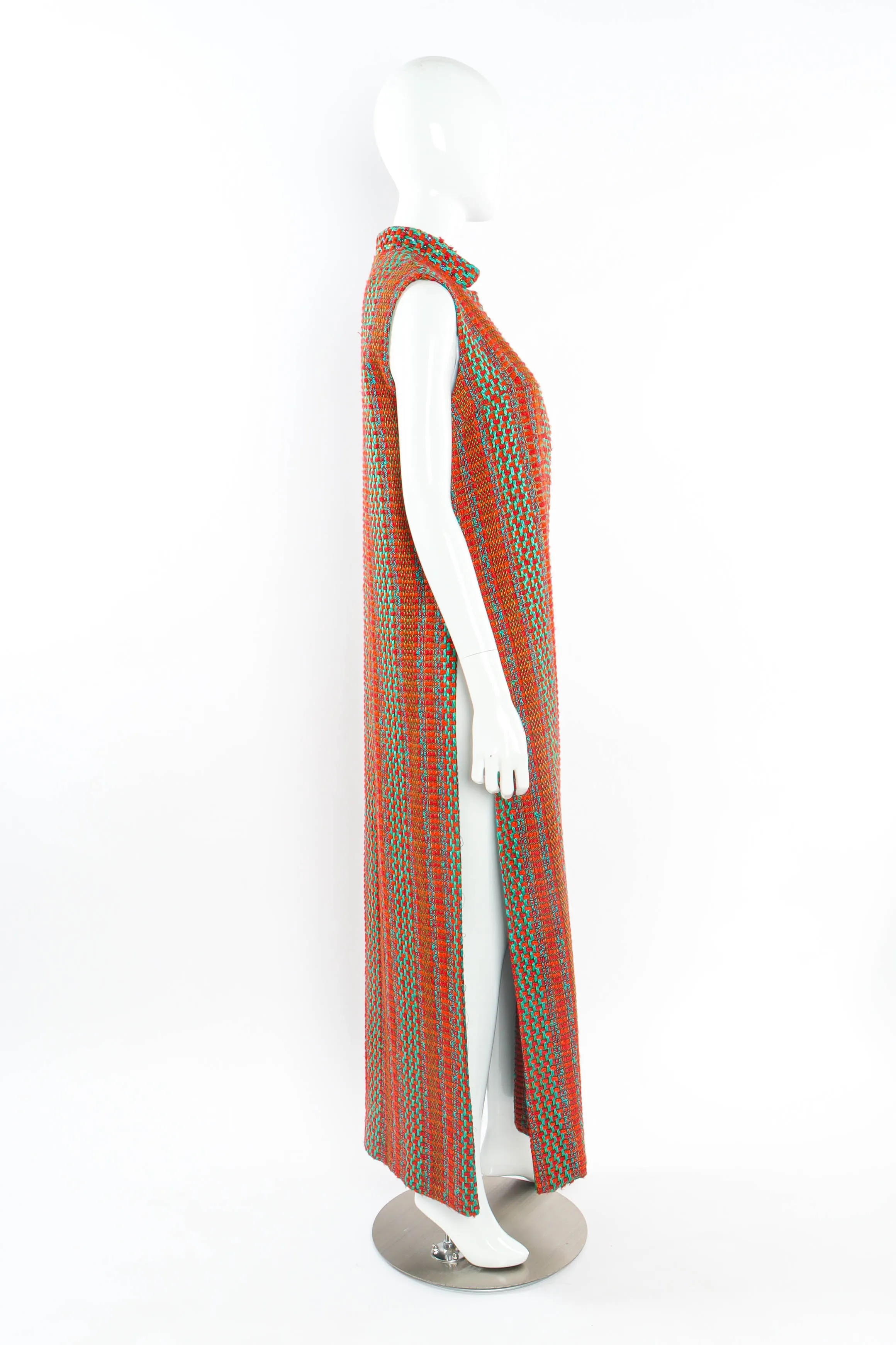 Checkered Yarn Vest Duster