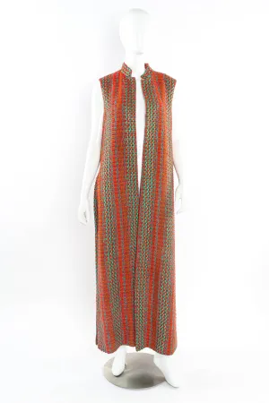 Checkered Yarn Vest Duster