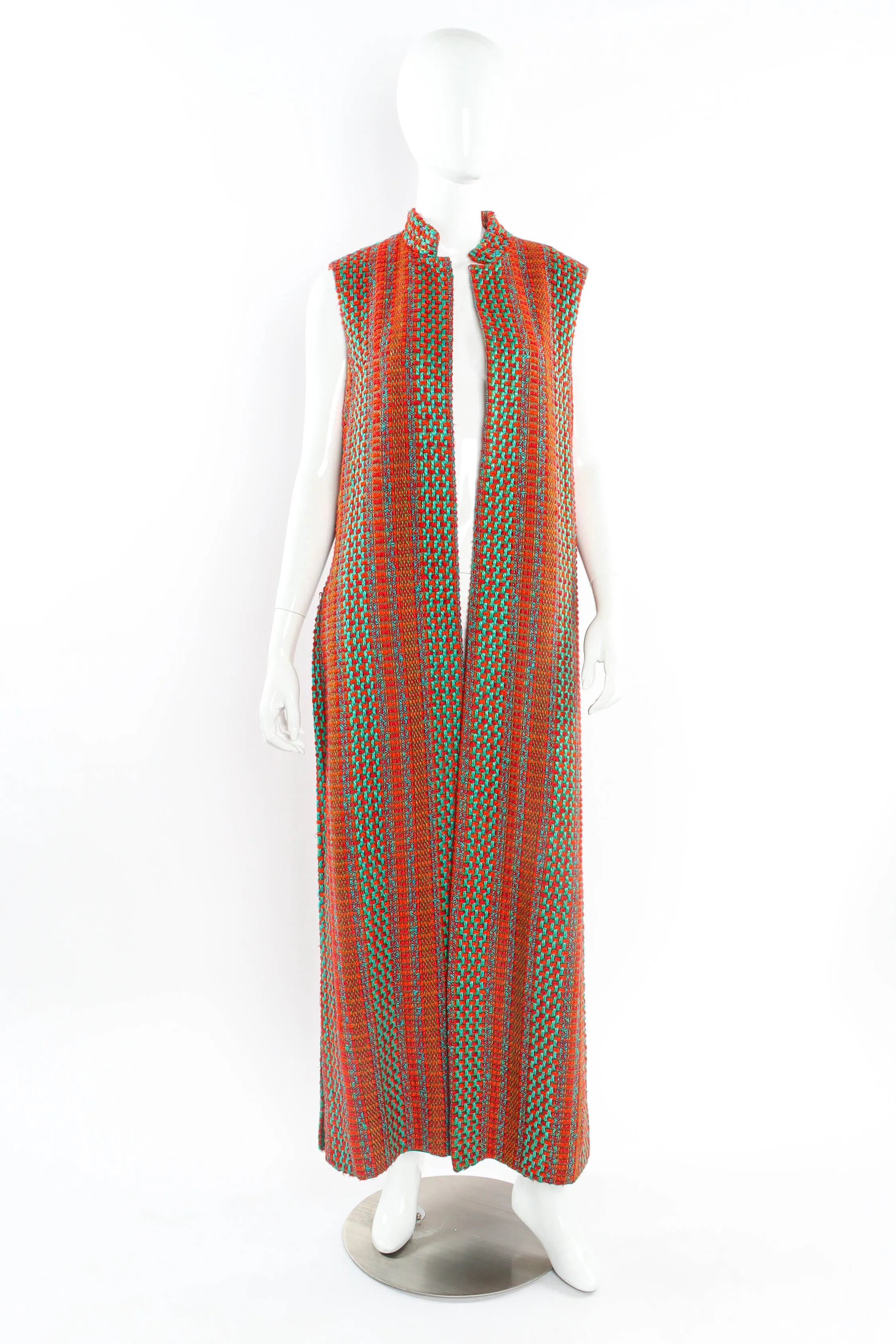 Checkered Yarn Vest Duster