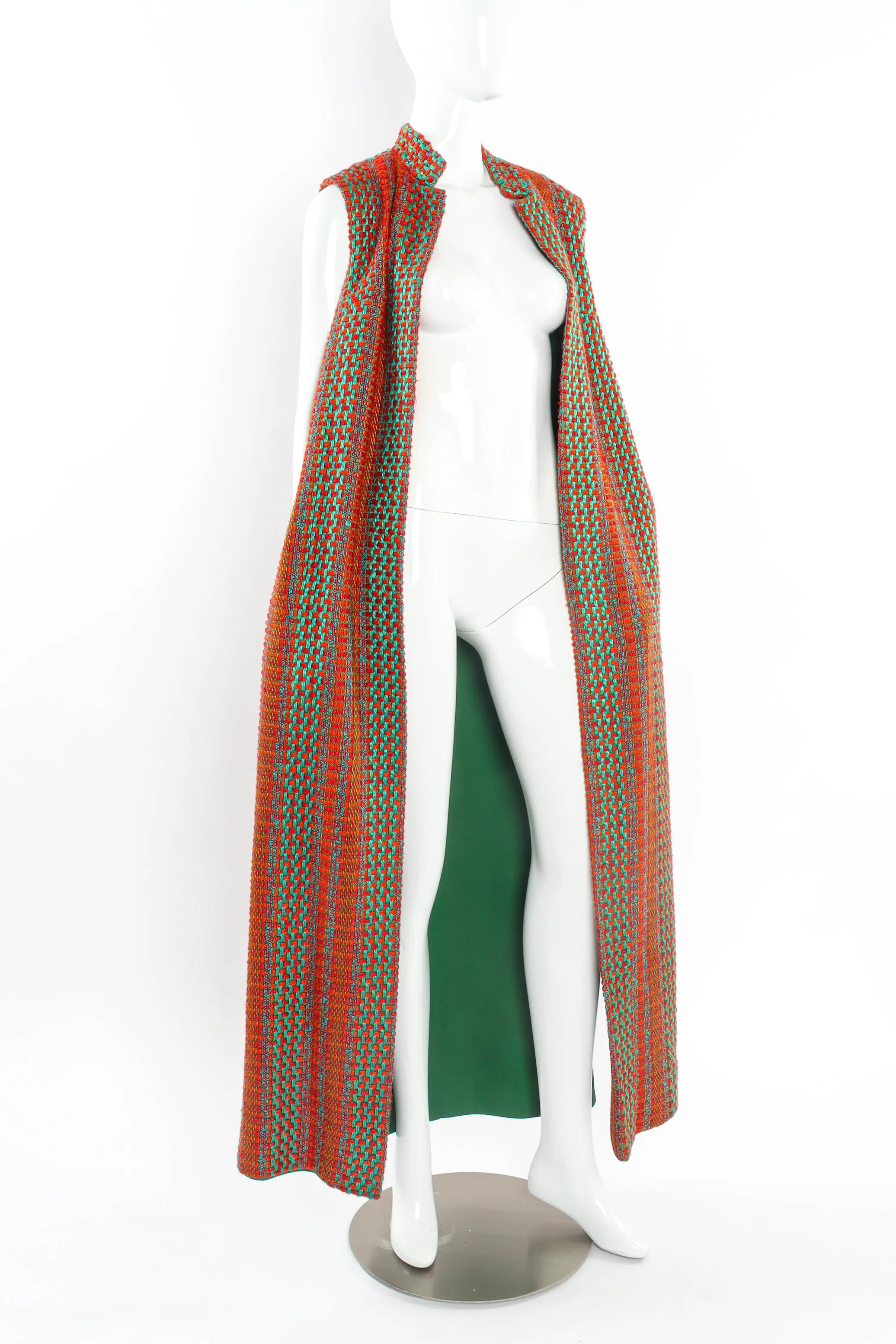 Checkered Yarn Vest Duster
