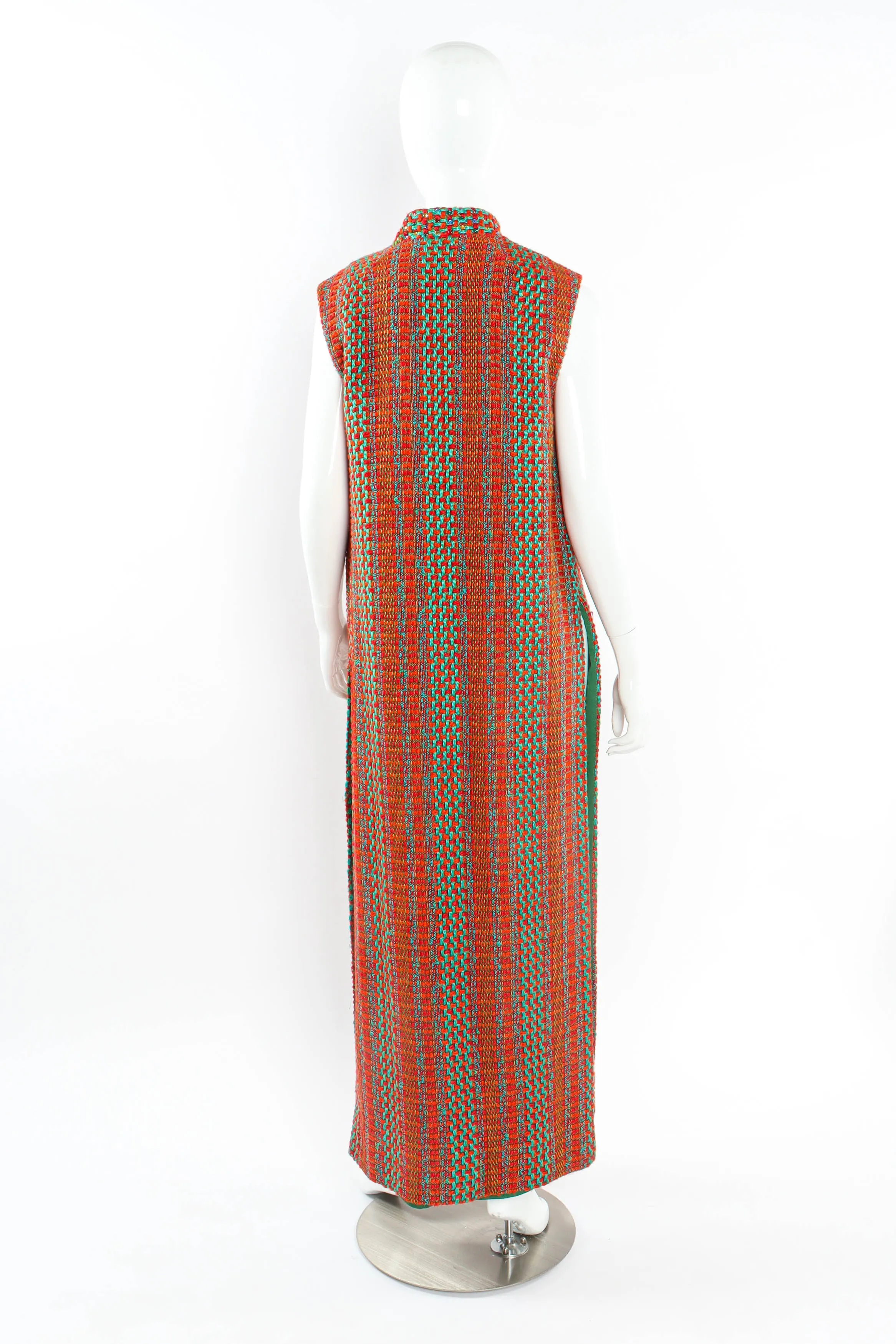 Checkered Yarn Vest Duster
