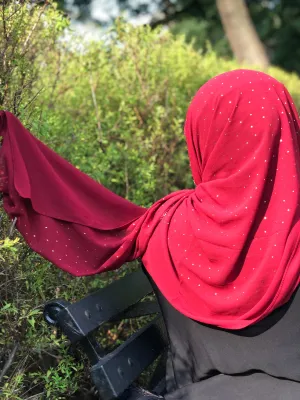 Chiffon with Rhinestone-Burgundy