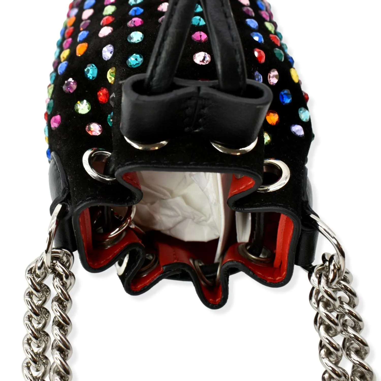 CHRISTIAN LOUBOUTIN Mary Jane Bucket Veau Velours Shoulder Bag Black