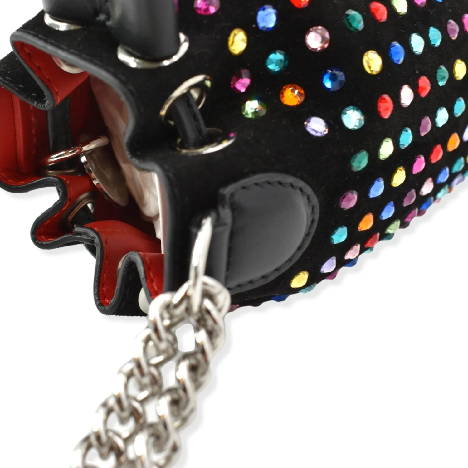 CHRISTIAN LOUBOUTIN Mary Jane Bucket Veau Velours Shoulder Bag Black