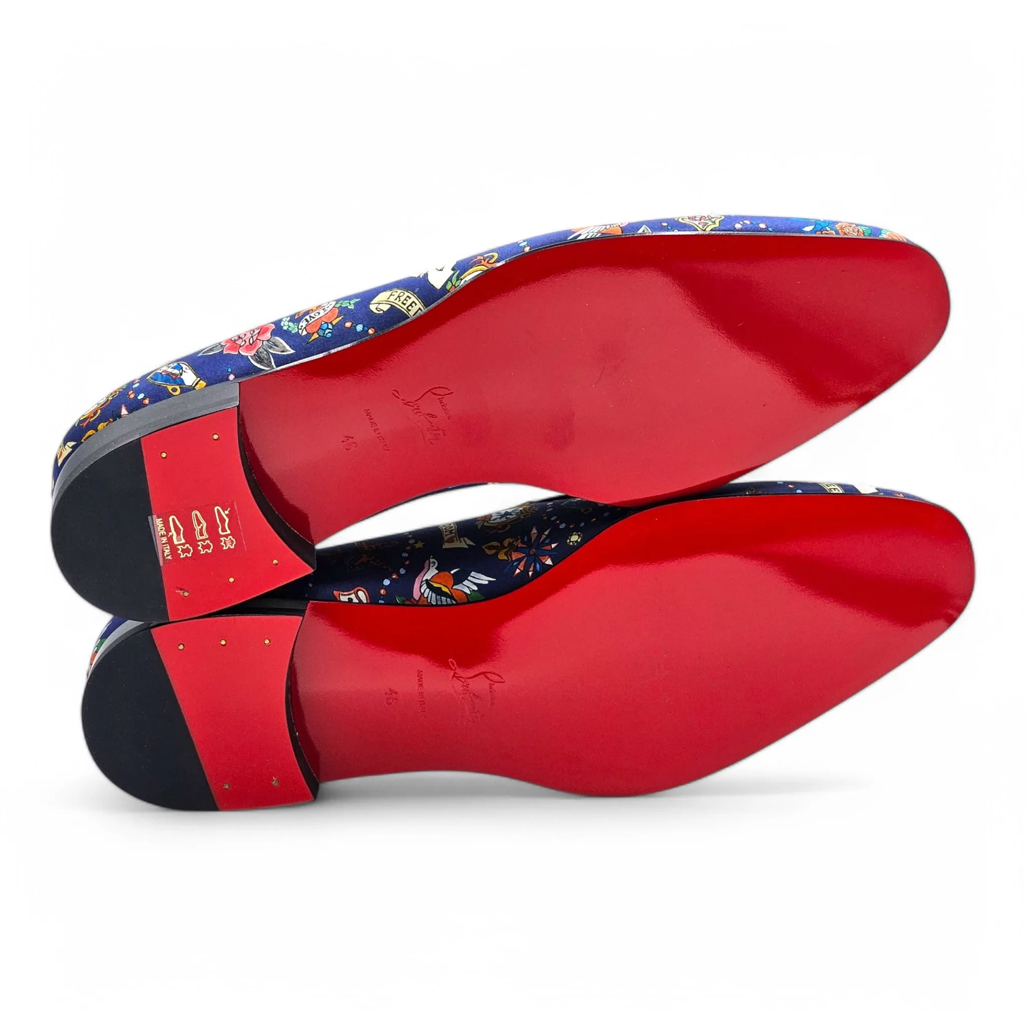 Christian Louboutin Style On The Nile Loafers – Silk – Blue - EU 46 / US 13