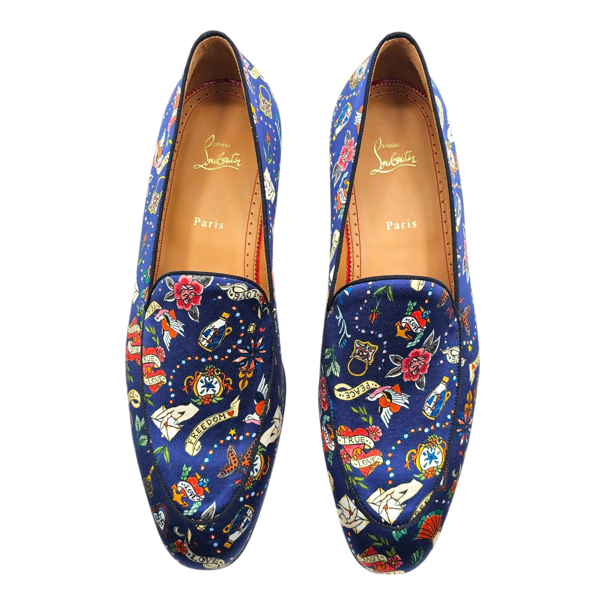 Christian Louboutin Style On The Nile Loafers – Silk – Blue - EU 46 / US 13