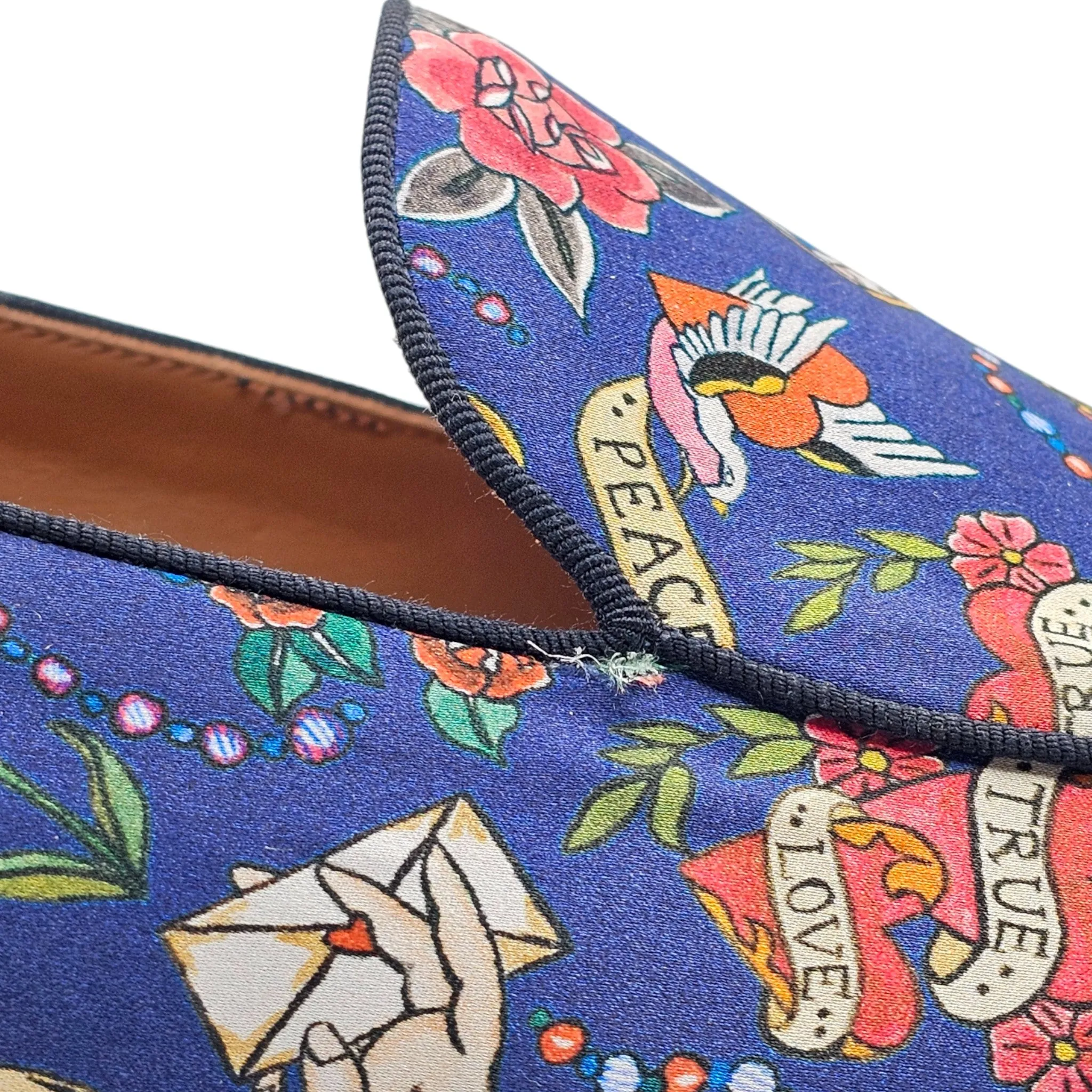 Christian Louboutin Style On The Nile Loafers – Silk – Blue - EU 46 / US 13