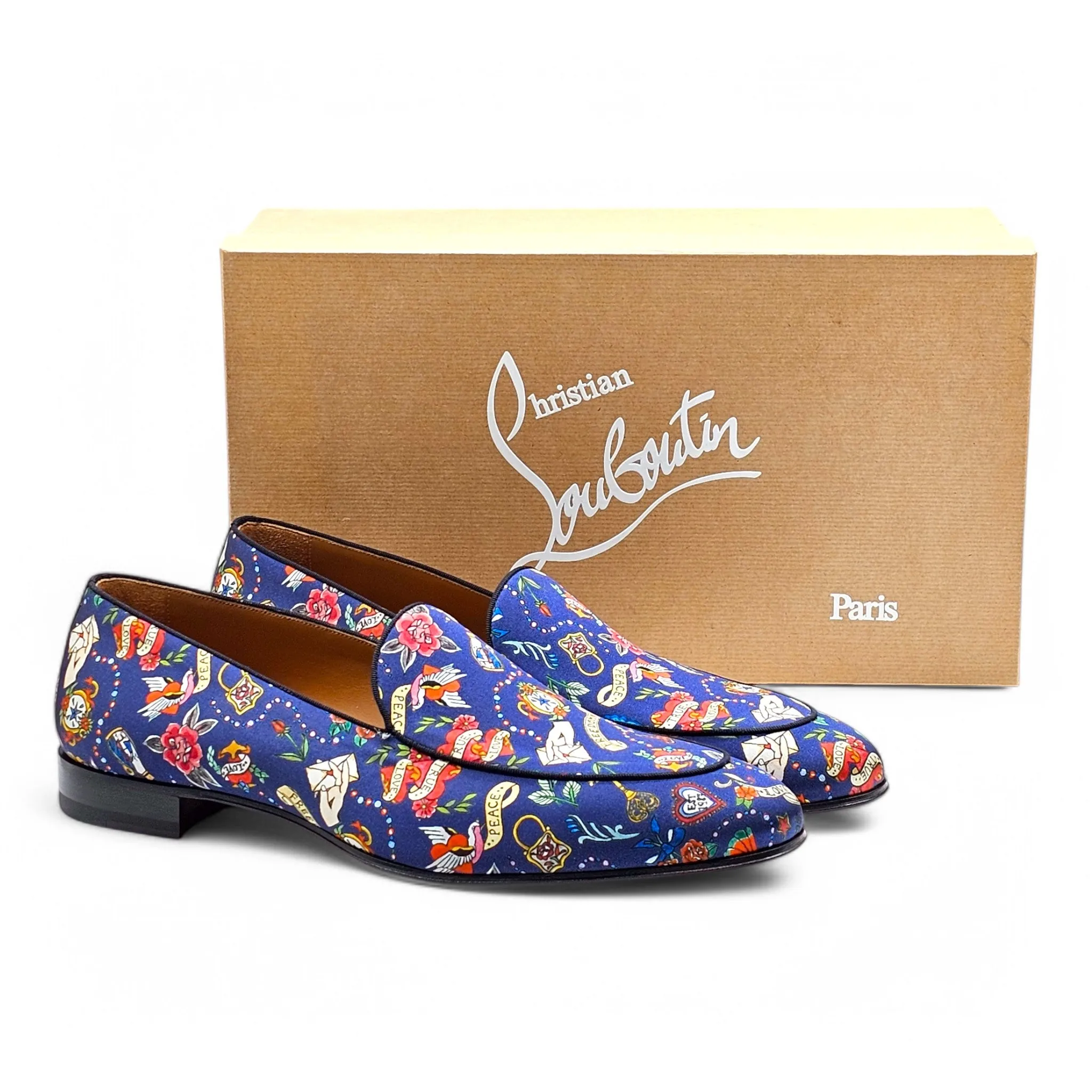 Christian Louboutin Style On The Nile Loafers – Silk – Blue - EU 46 / US 13