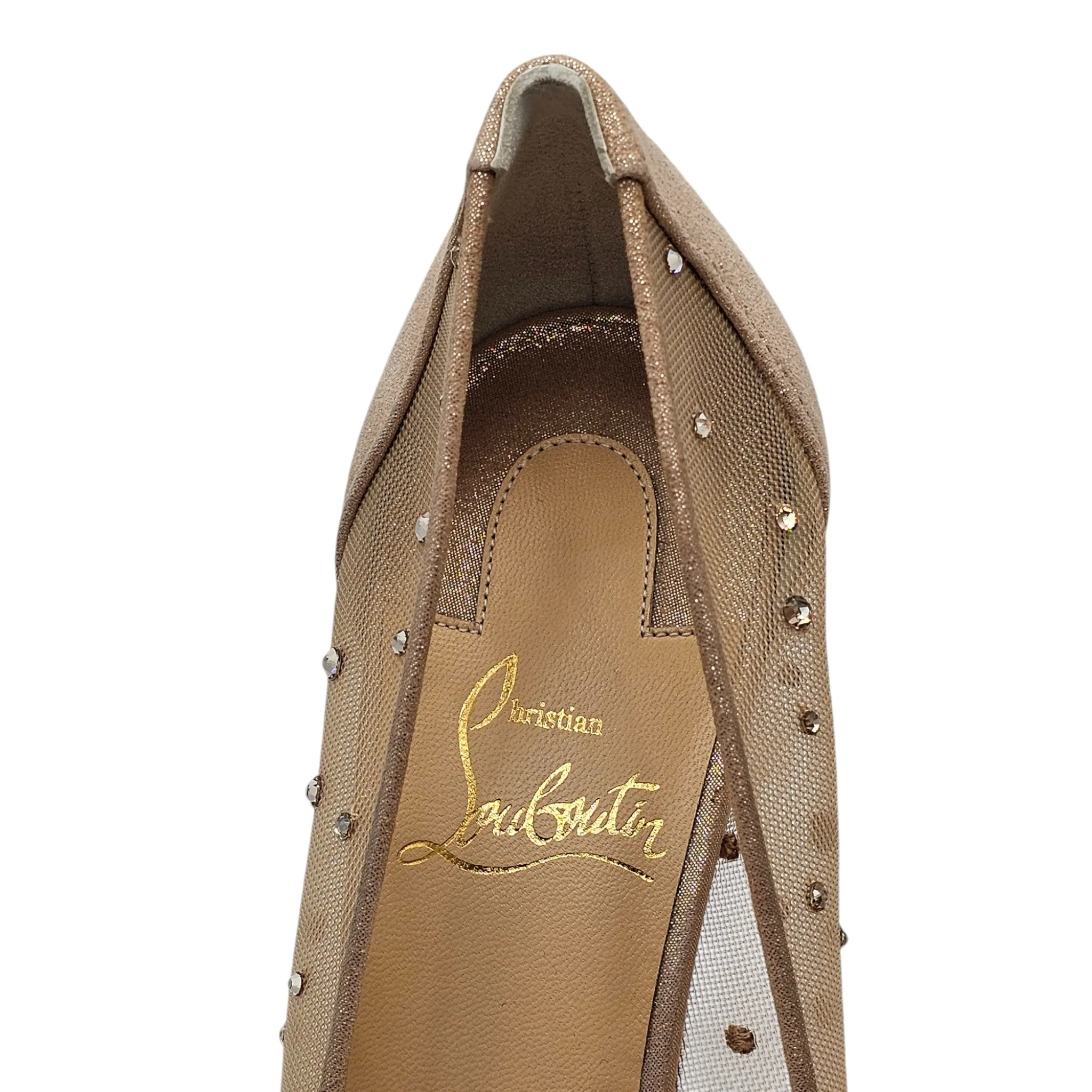 Christian Louboutin Very Strass Peep Pumps 120mm - Net - Nude 41