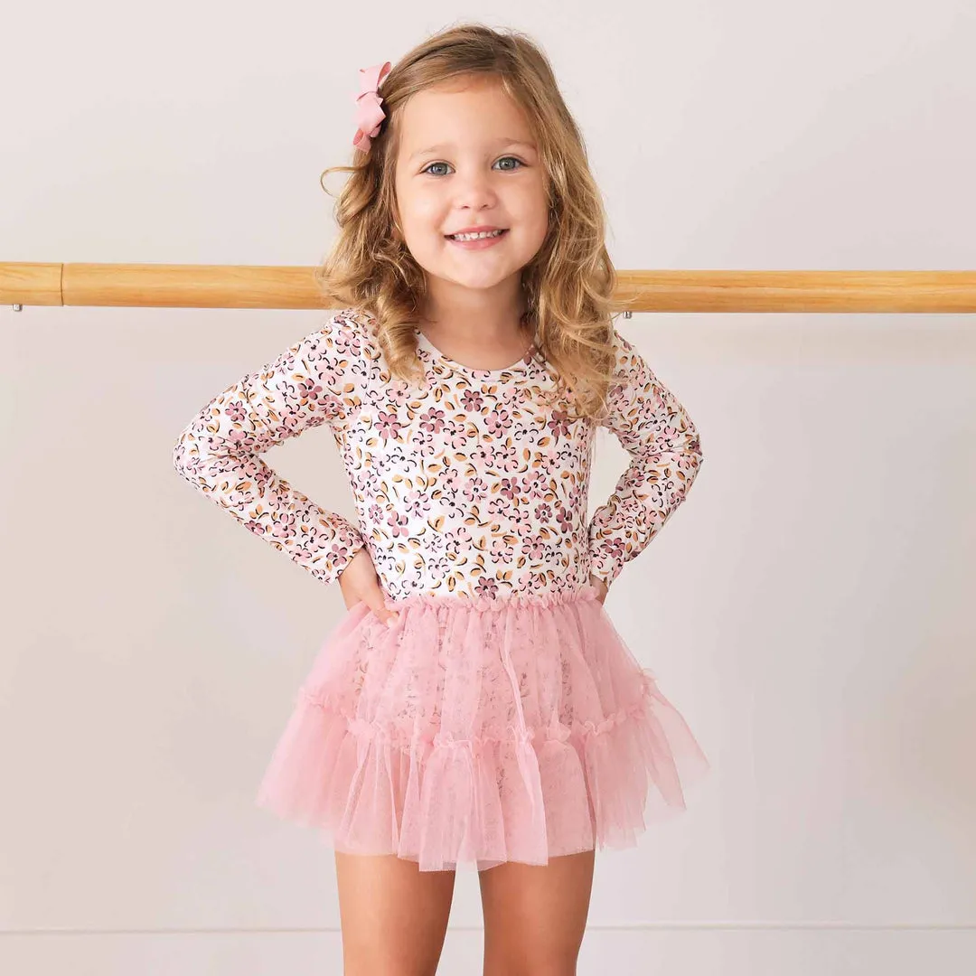 CL Long Sleeve Ruffle Skirt Leotard | Fall Blooms