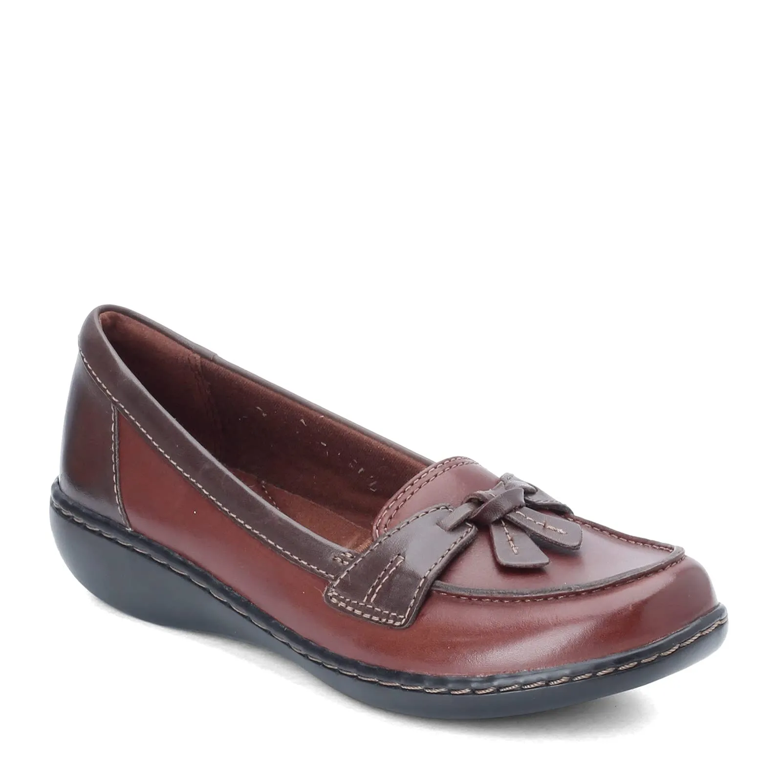 Clarks Women's Ashland Bubble Slip-On Loafer, Brown/Black, 8.5