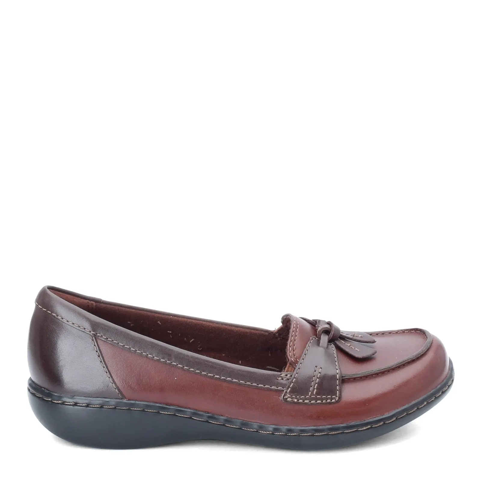 Clarks Women's Ashland Bubble Slip-On Loafer, Brown/Black, 8.5