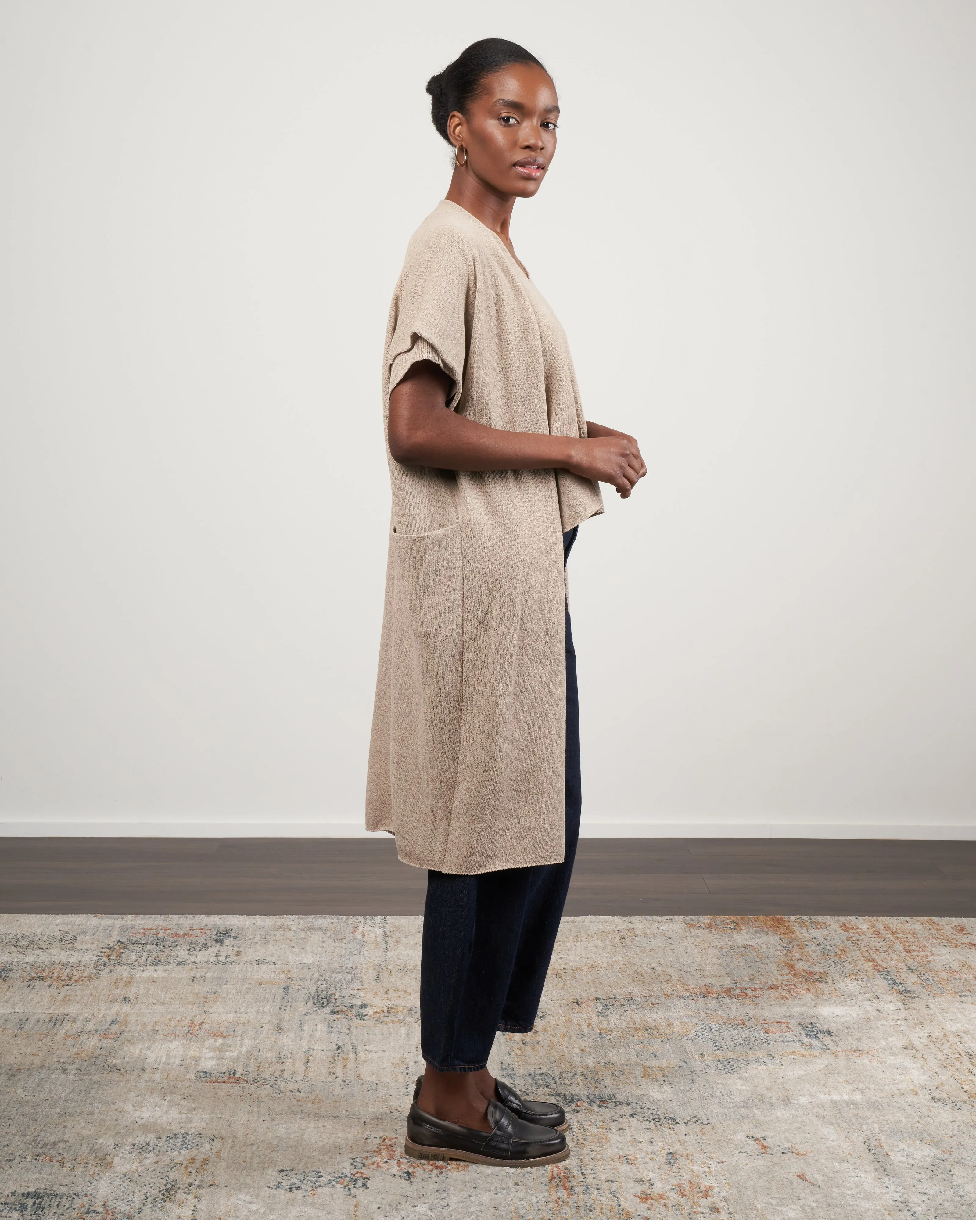 coil yarn robe vest - grege