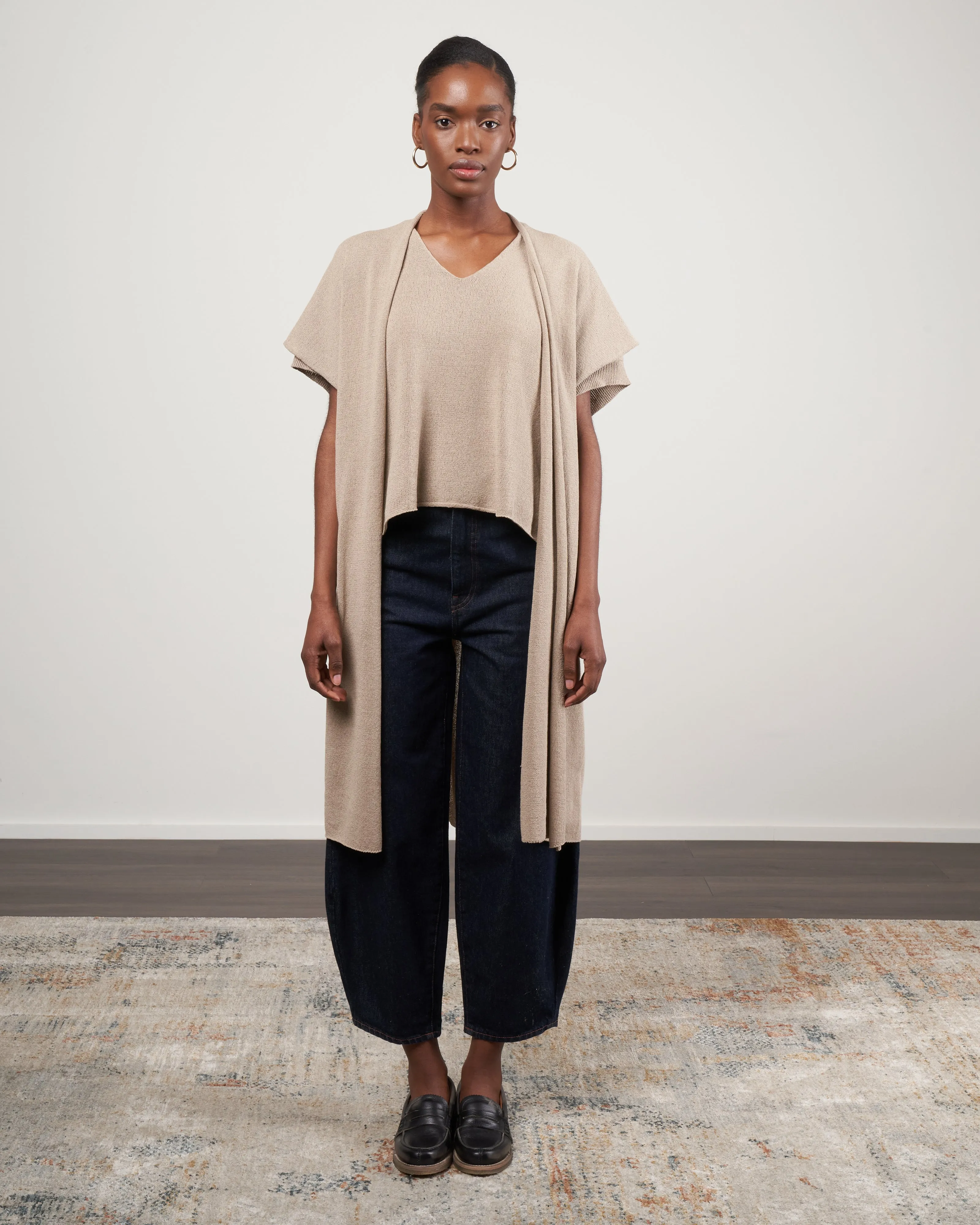 coil yarn robe vest - grege