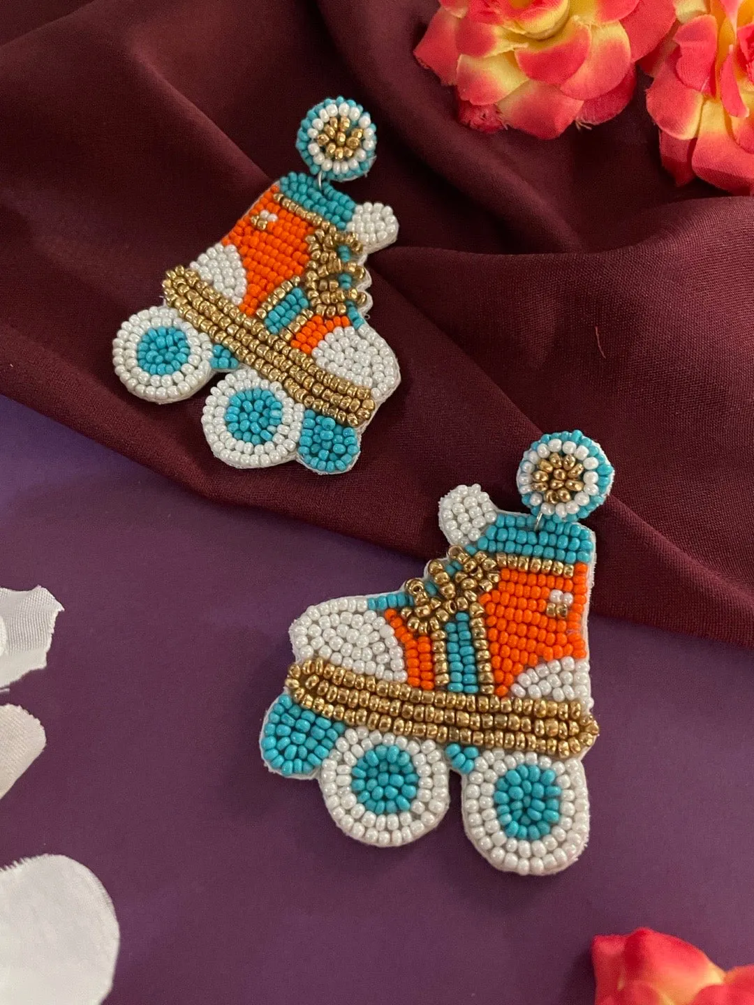 Colourful Beaded Skating Shoes Earrings
