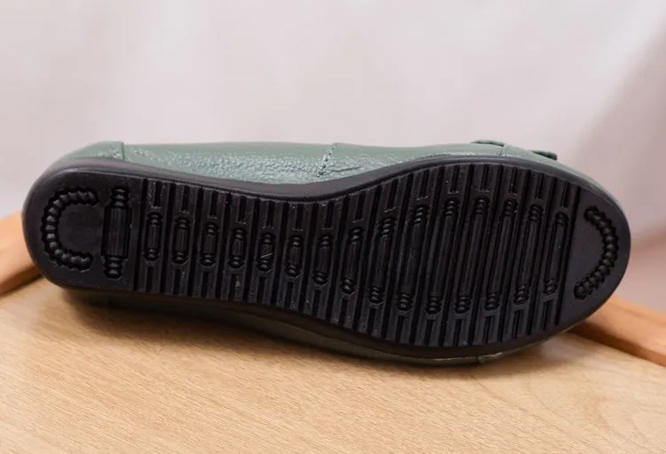 Comfortable Slip-On Flats for Women Genuine Leather Non-Slip Soft Sole Shoes