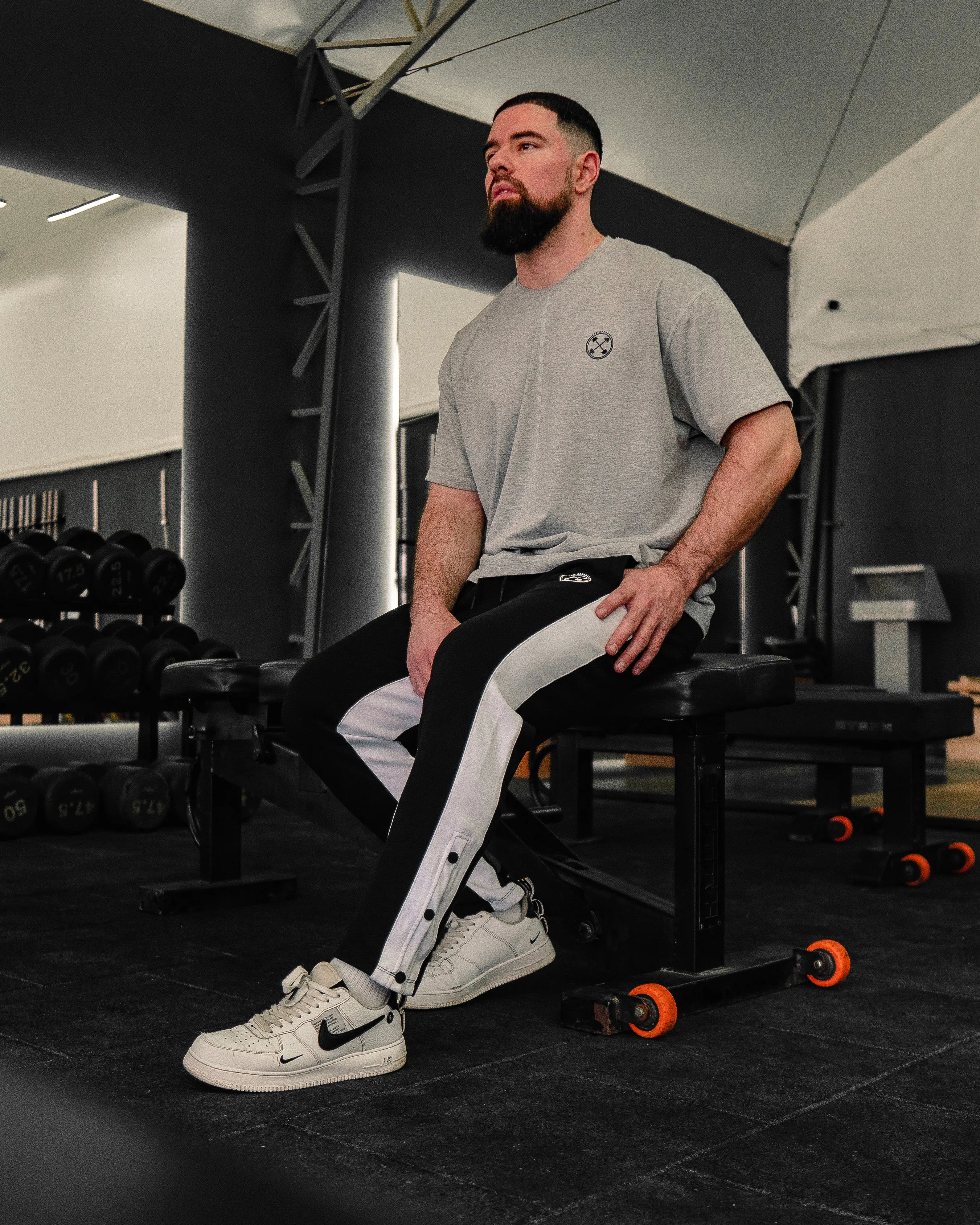 Contrast Stripe Relaxed Snap Joggers