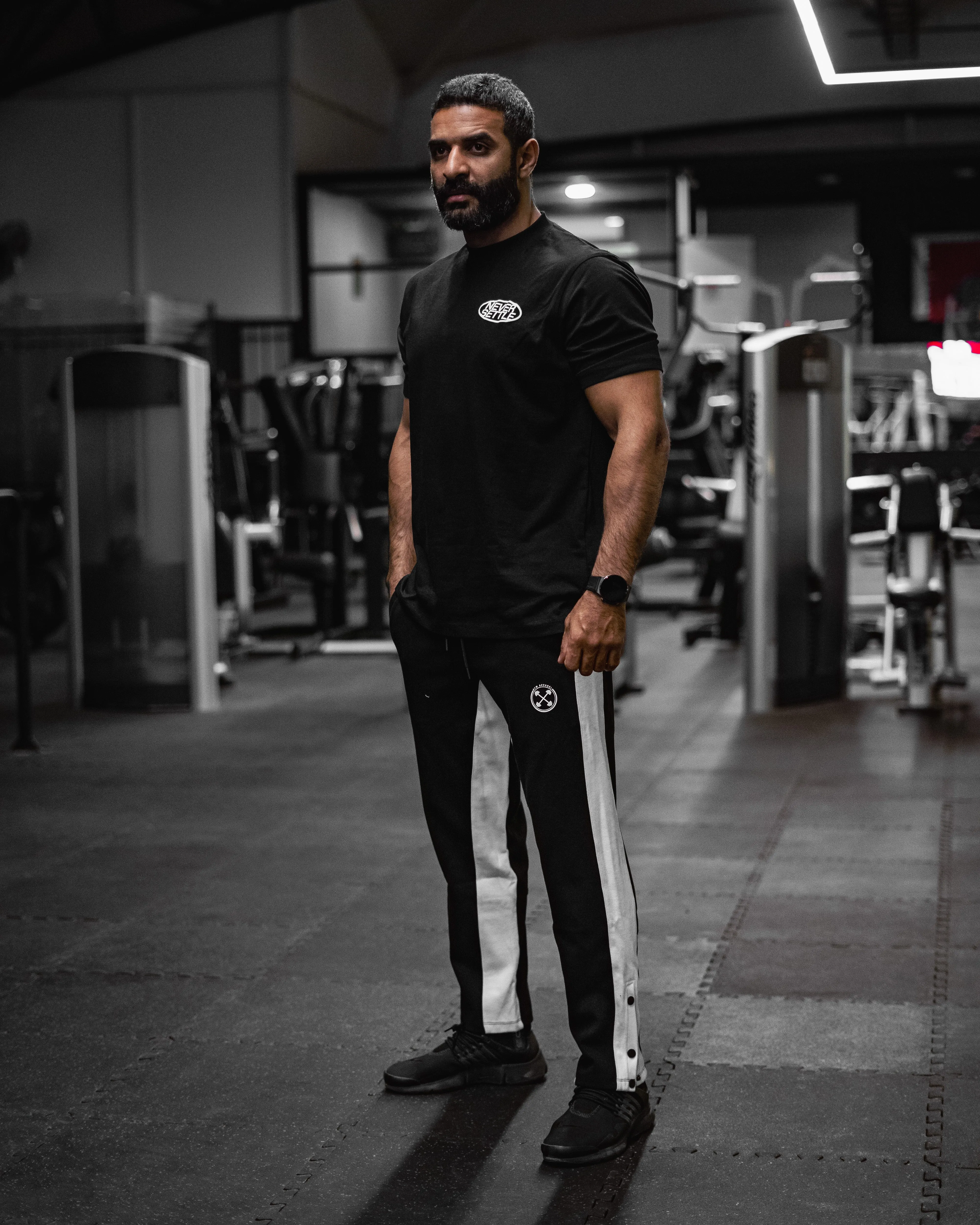 Contrast Stripe Relaxed Snap Joggers