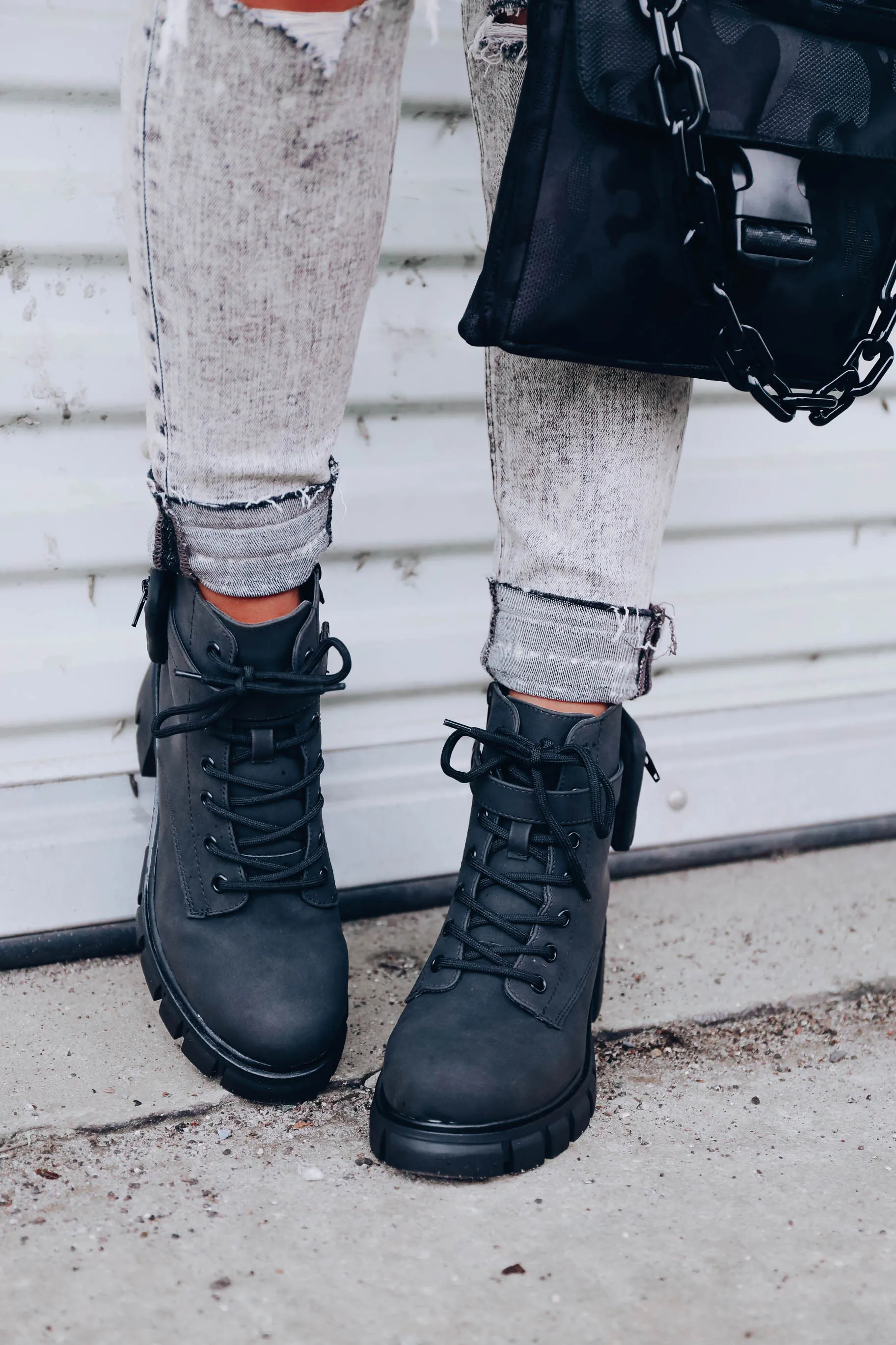 Cora Combat Boot by MIA Shoes - Black